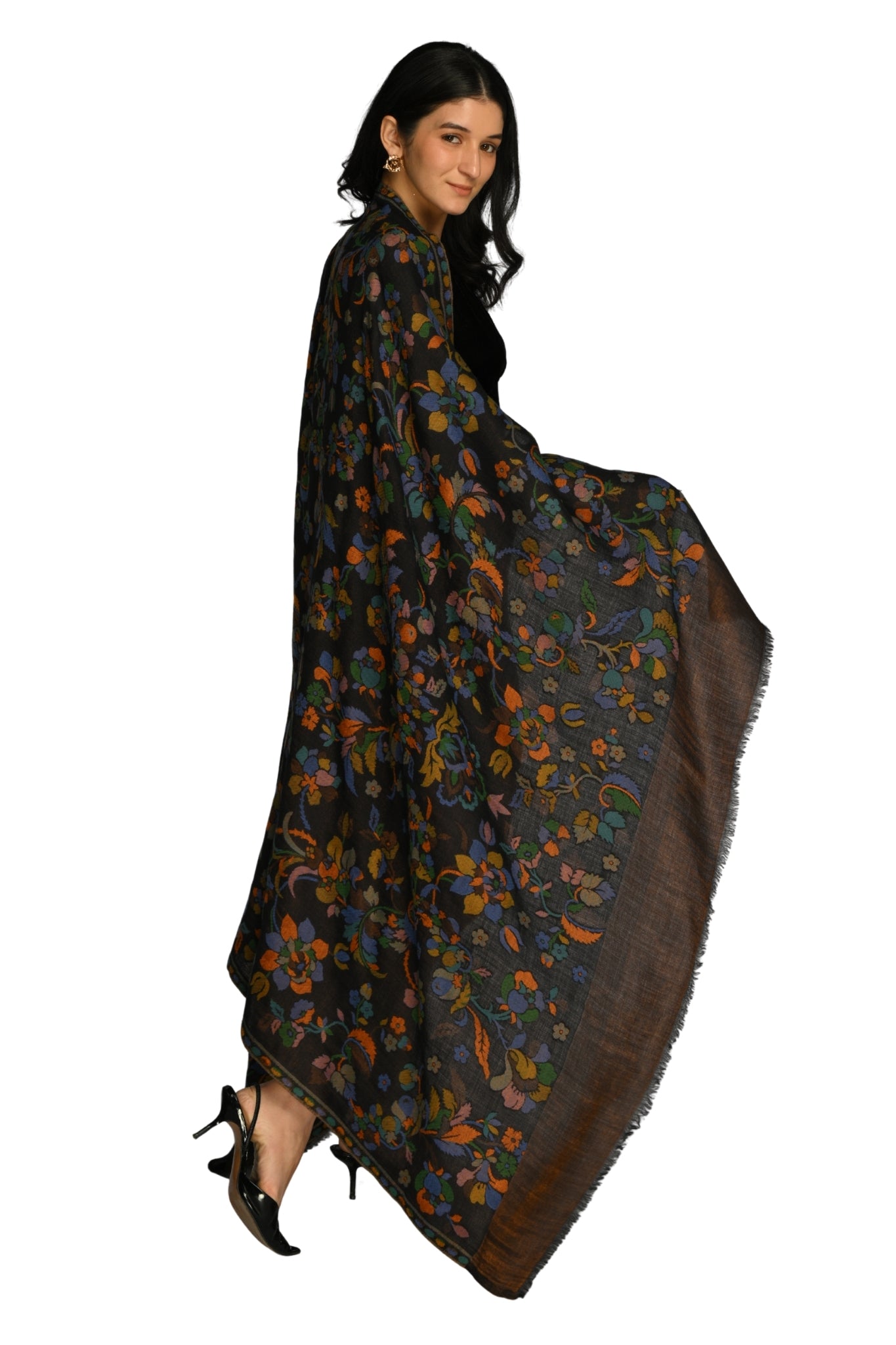 Taroob Rare Floral Zari Reversible Shawl