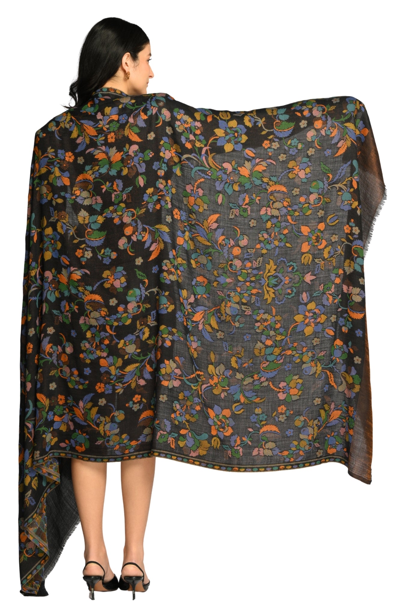 Taroob Rare Floral Zari Reversible Shawl