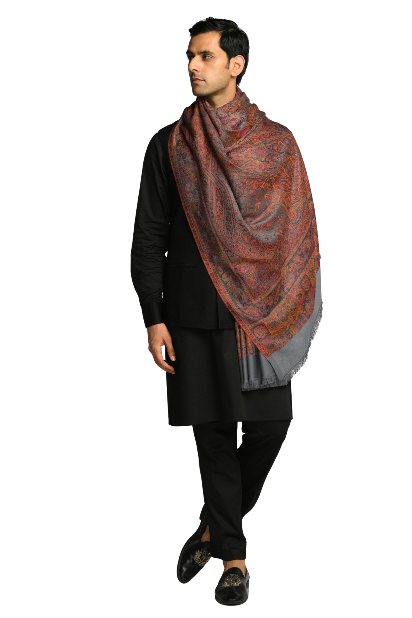 Taroob Faux Pashmina Antique Jamawar Shawl
