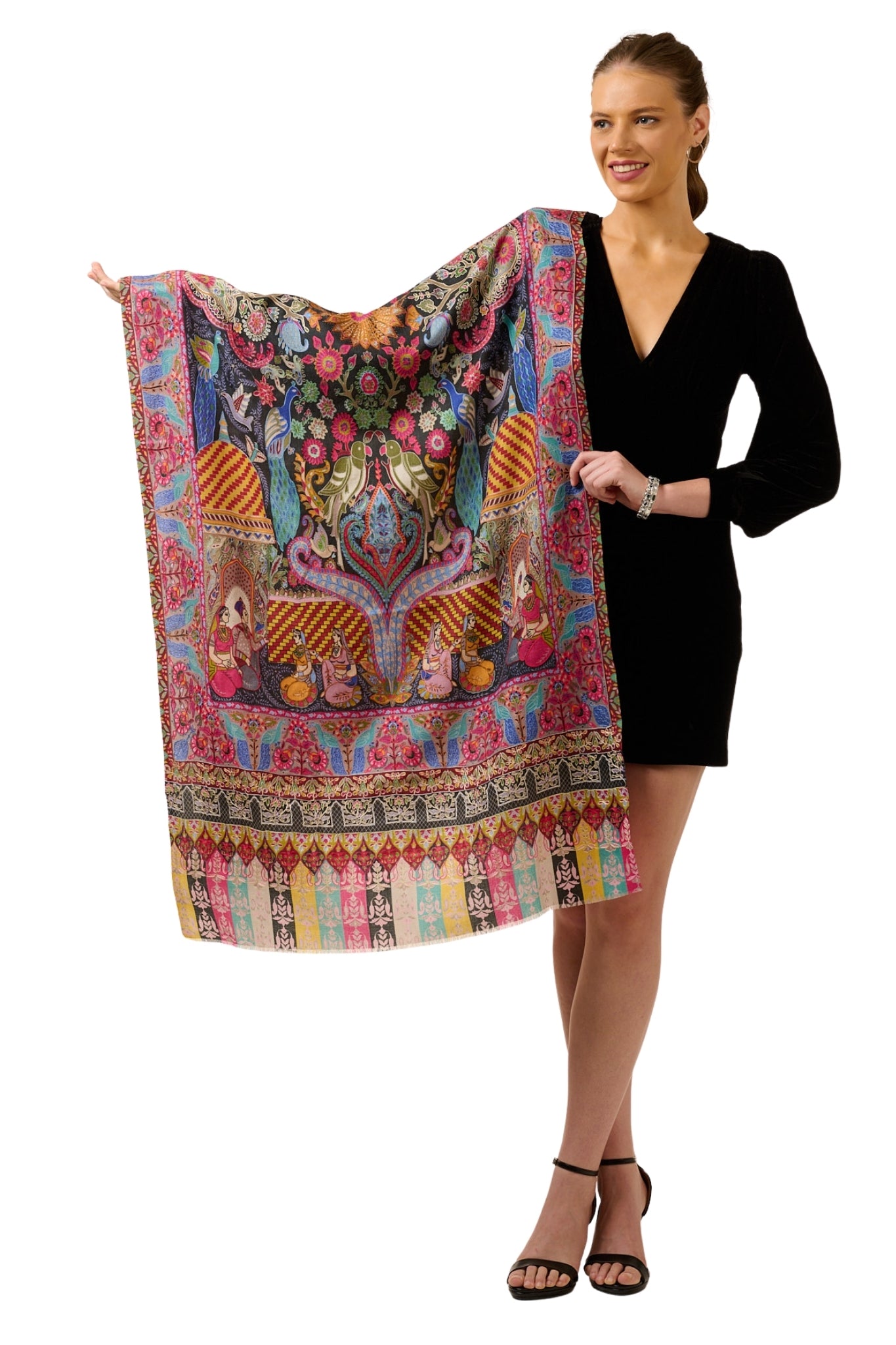 Taroob Royal Raj-Darbar Fine Wool Kalamkari Stole