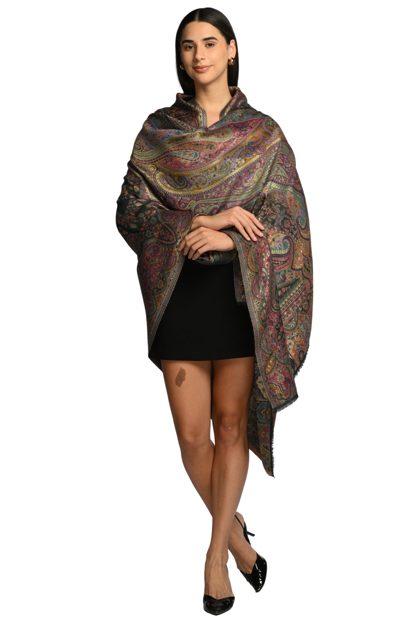 Taroob Vintage Paisley Resham Shawl