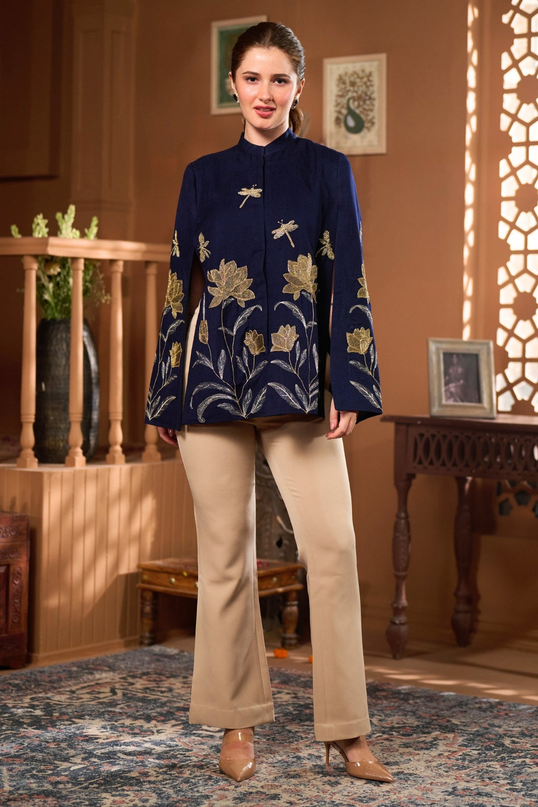 Taroob Twilight Garden Embellished Cape