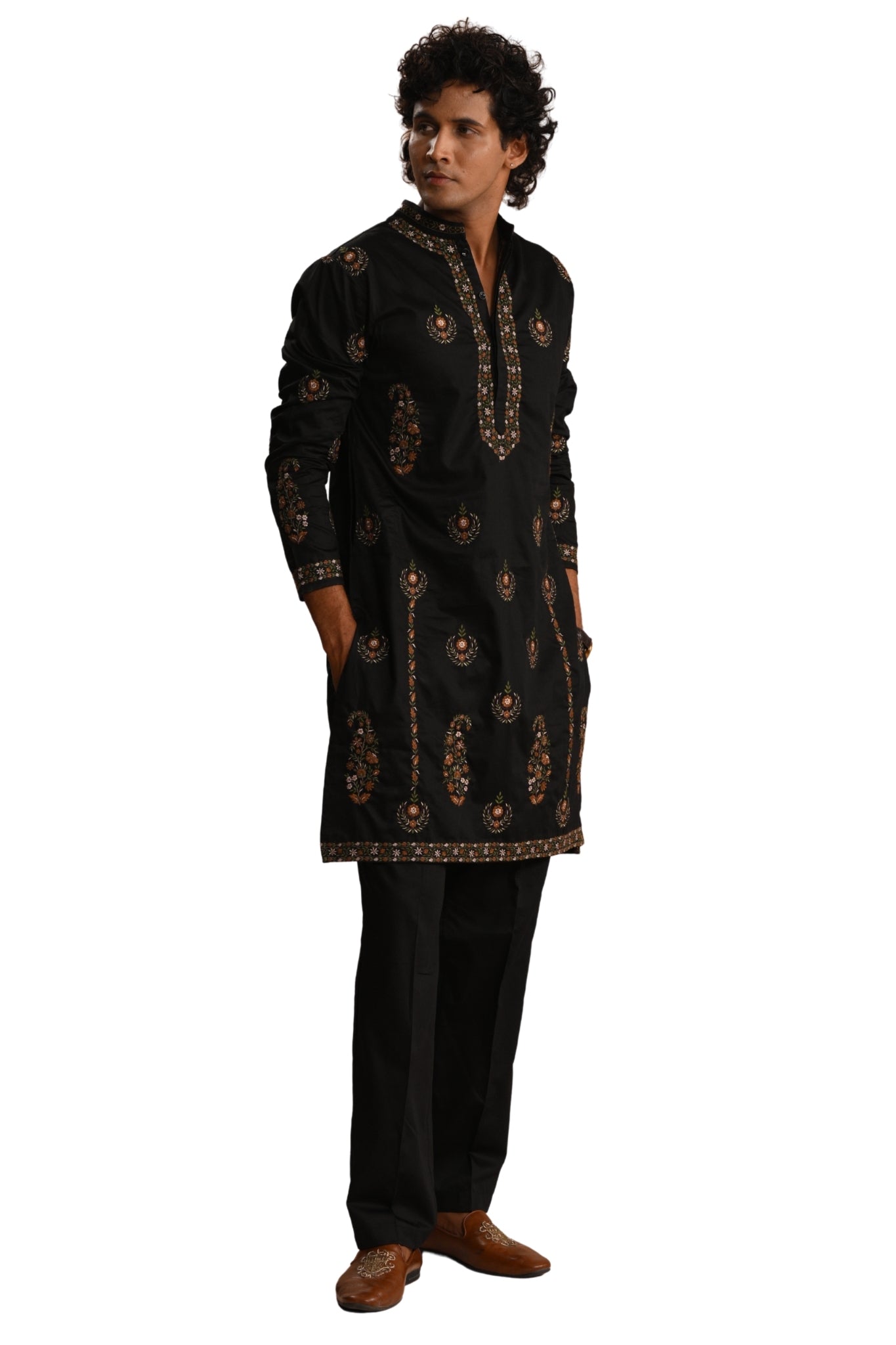Black Mehrab Embroidered Kurta Pajama Set