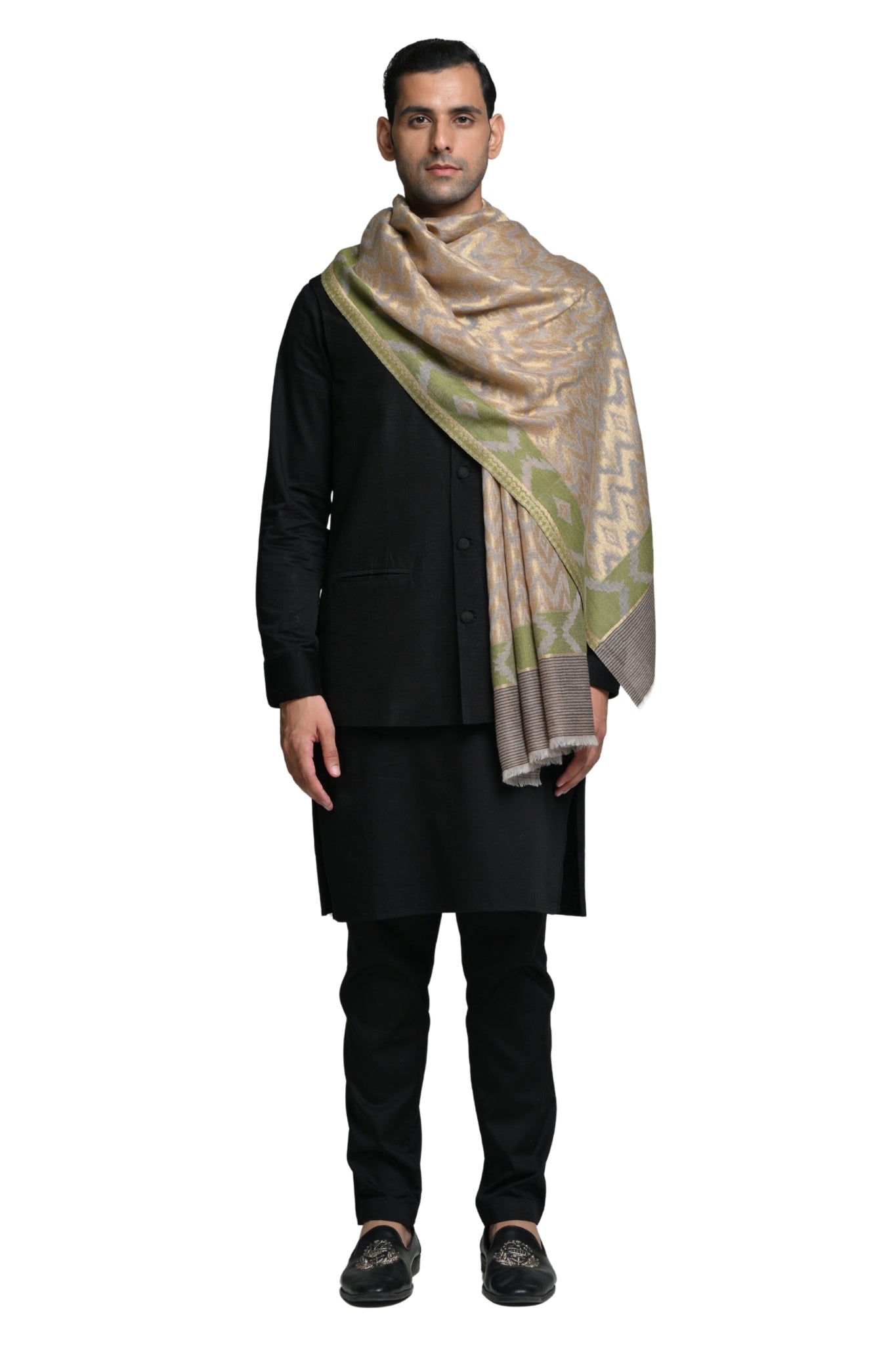 Taroob Moonlight Wool Ikat Kaani Stole