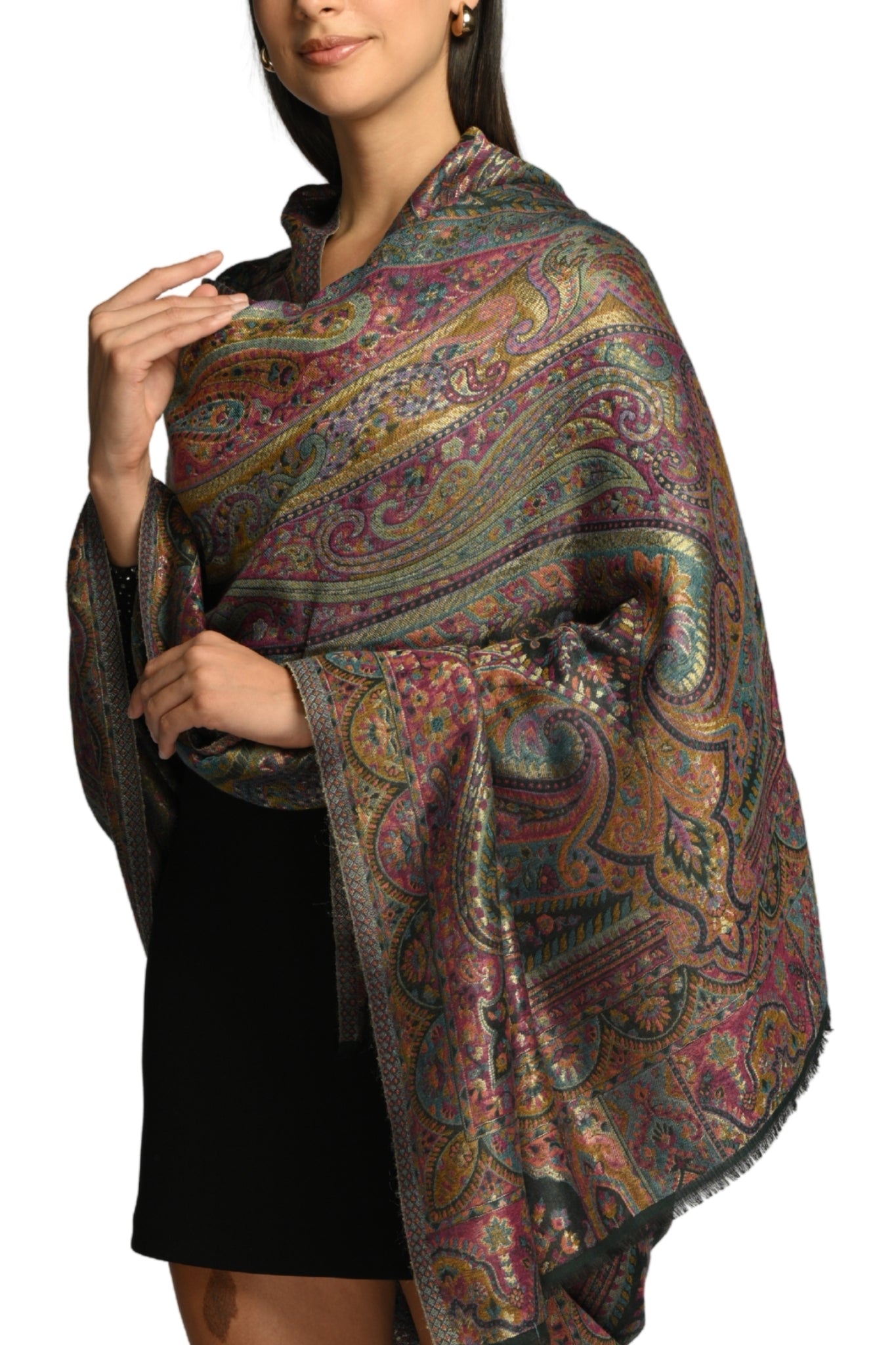 Taroob Vintage Paisley Resham Shawl