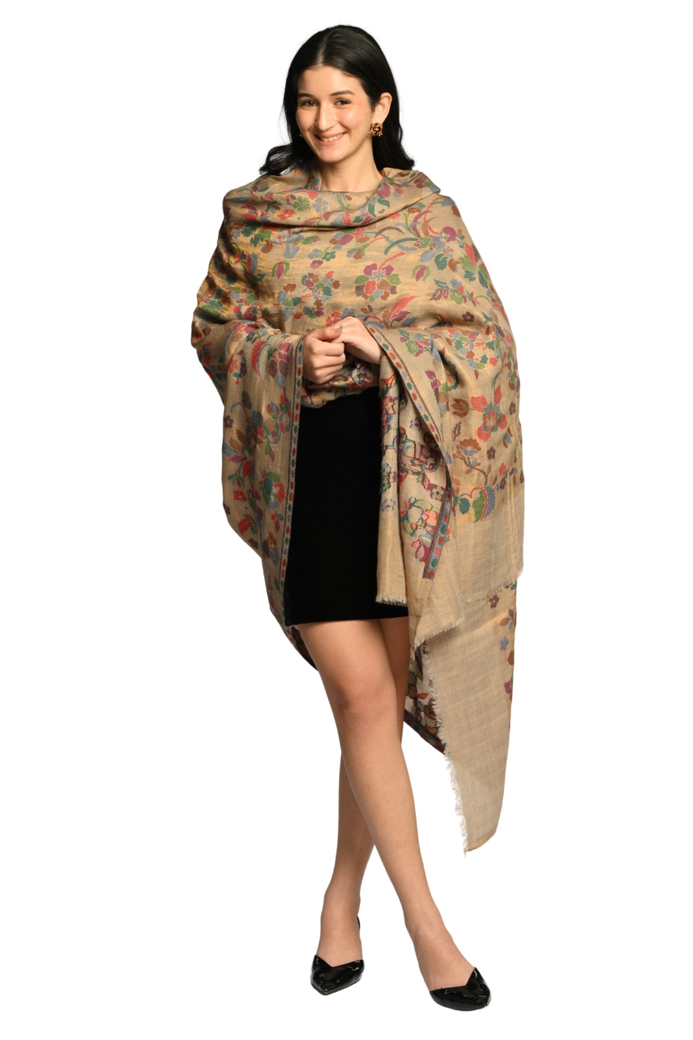 Taroob Rare Floral Zari Reversible Shawl