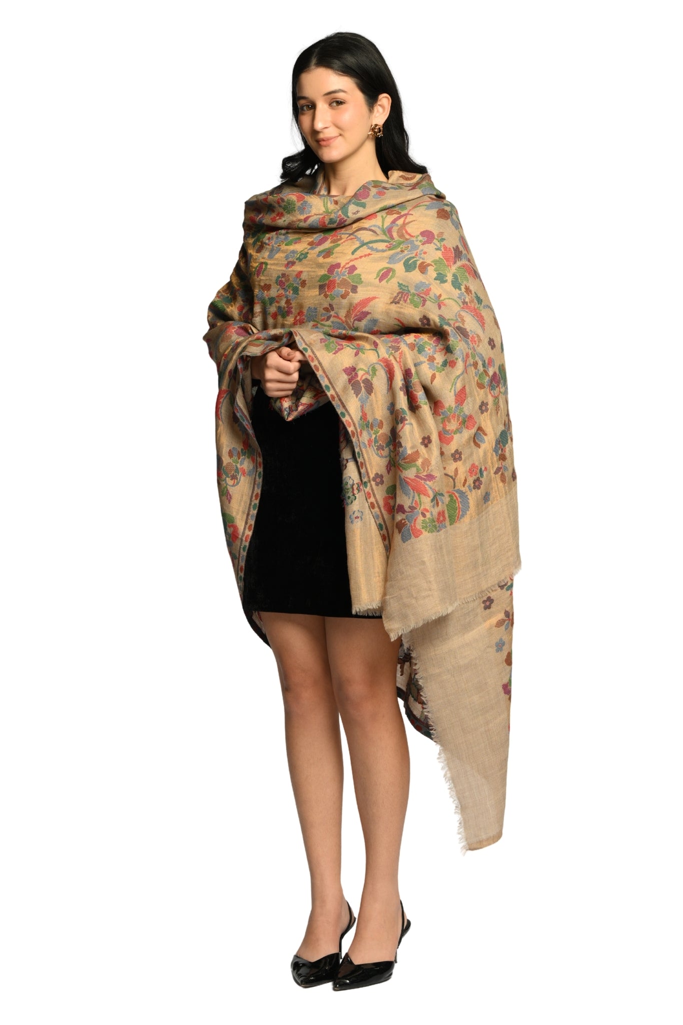 Taroob Rare Floral Zari Reversible Shawl