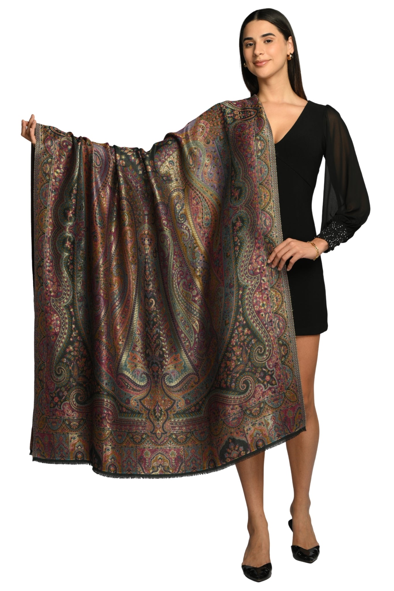 Taroob Vintage Paisley Resham Shawl