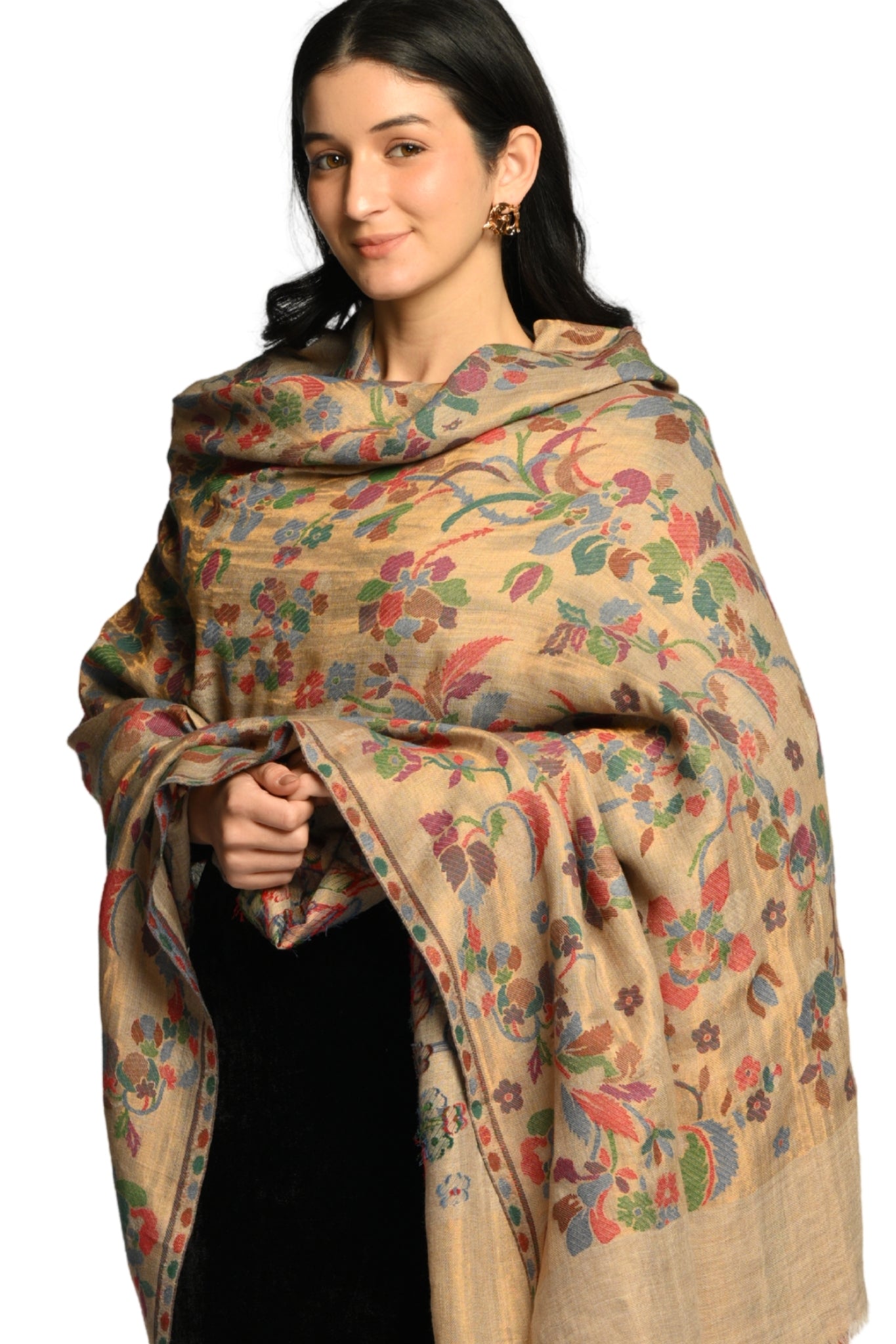 Taroob Rare Floral Zari Reversible Shawl