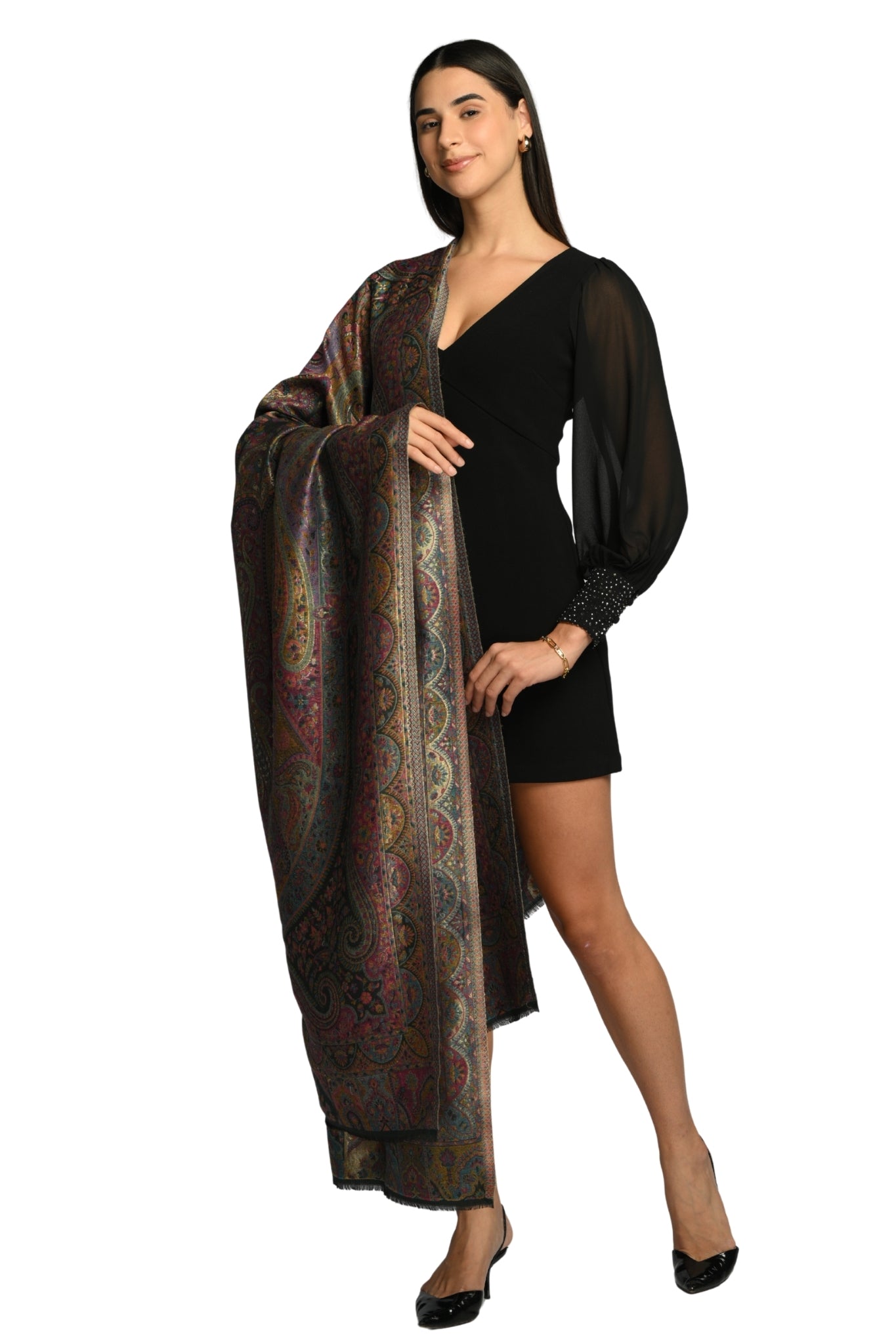 Taroob Vintage Paisley Resham Shawl