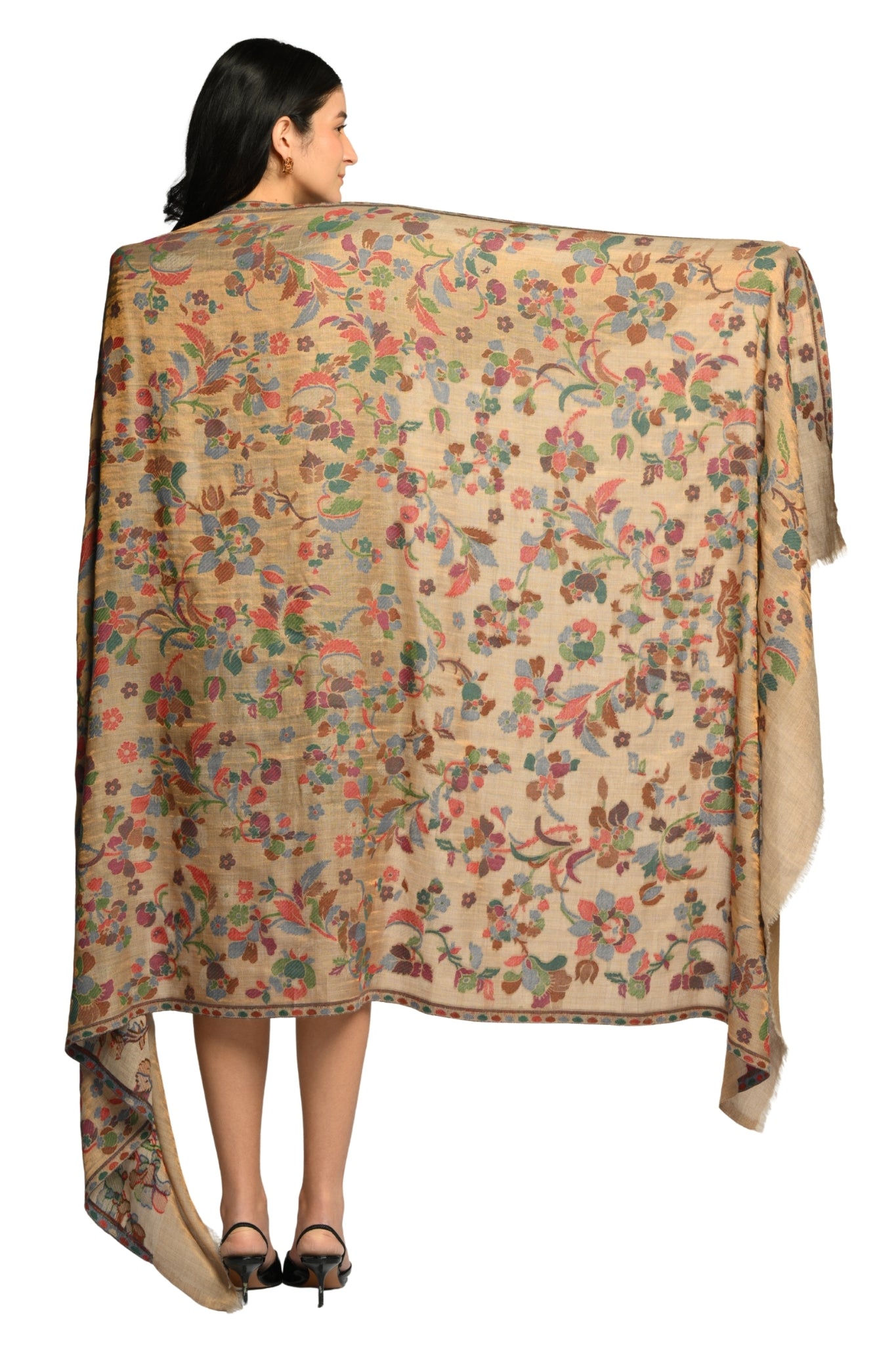 Taroob Rare Floral Zari Reversible Shawl