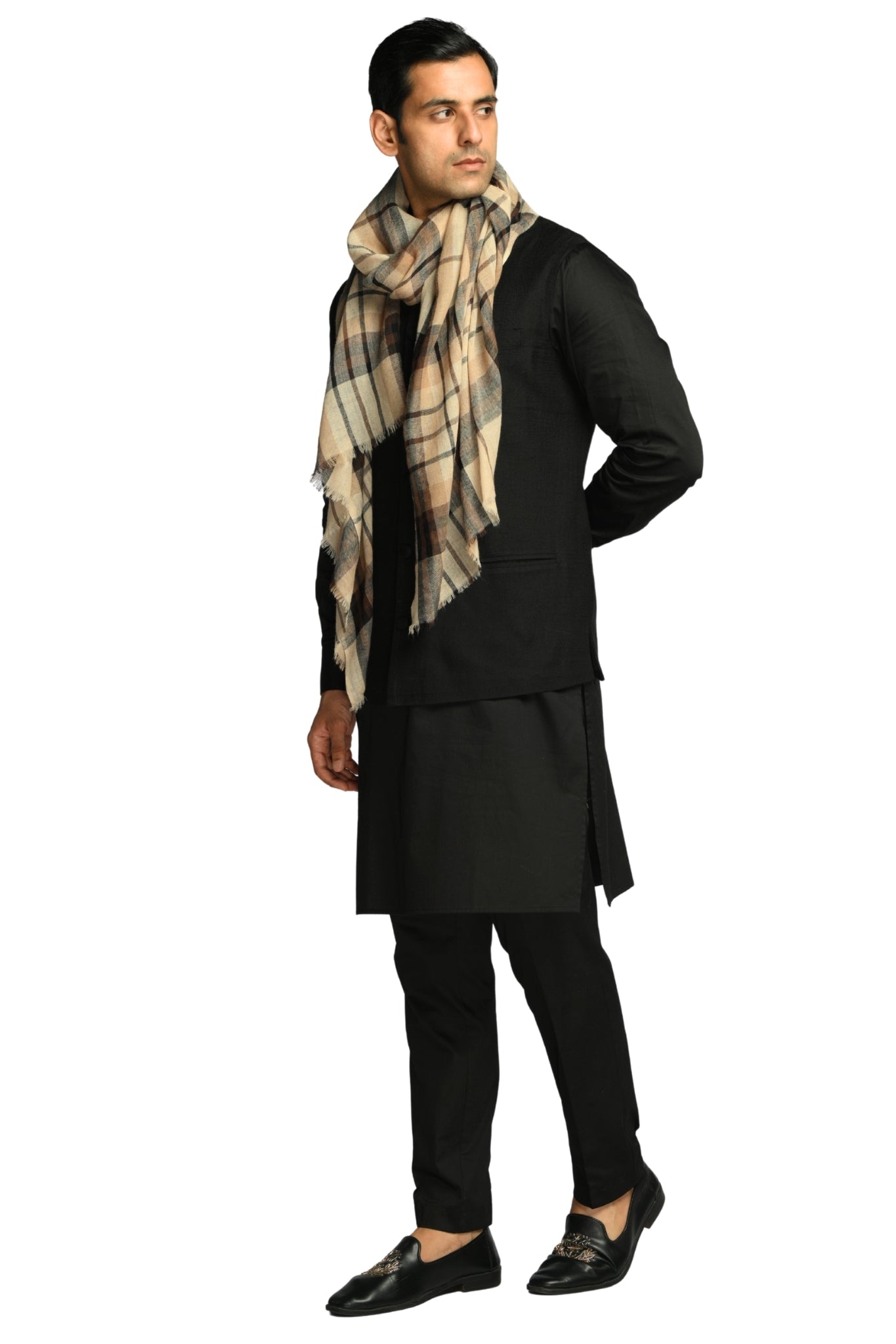 Taroob Soft Grid Merino Wool Scarf
