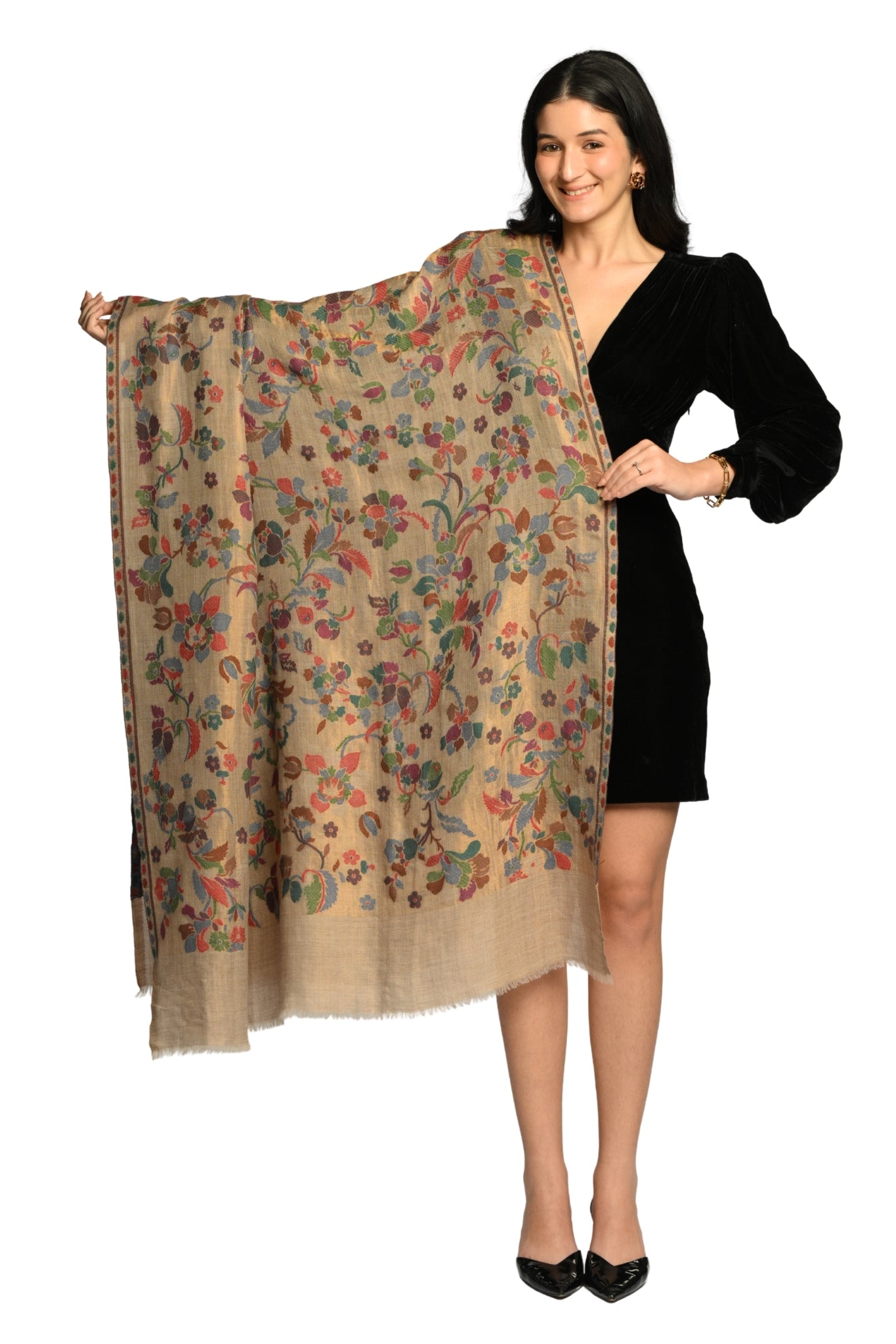 Taroob Rare Floral Zari Reversible Shawl