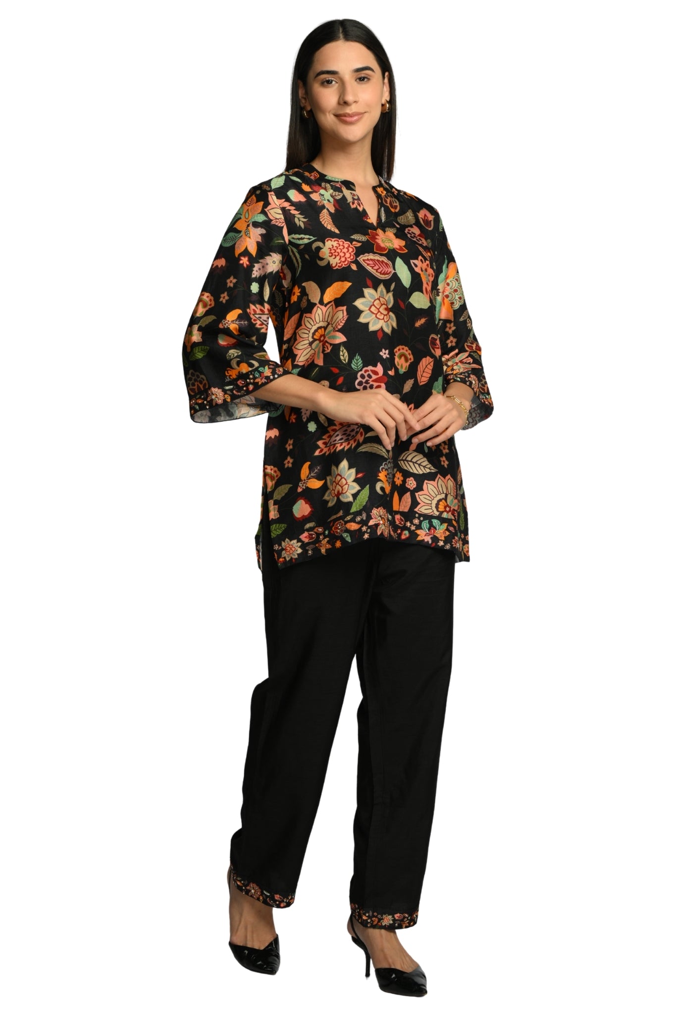 Taroob Floral Printed Co-ord Set with Embroidery Highlights