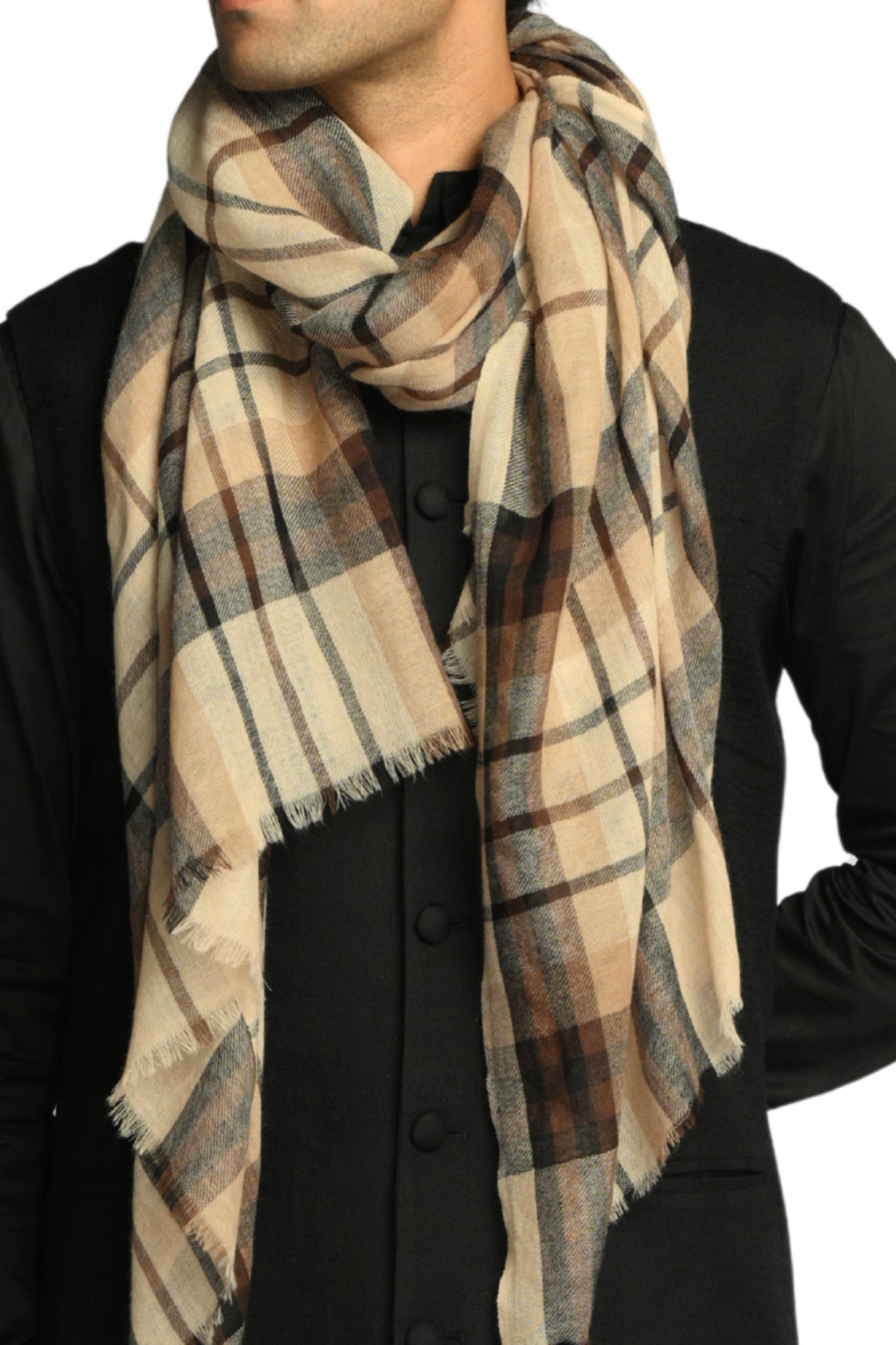 Taroob Soft Grid Merino Wool Scarf