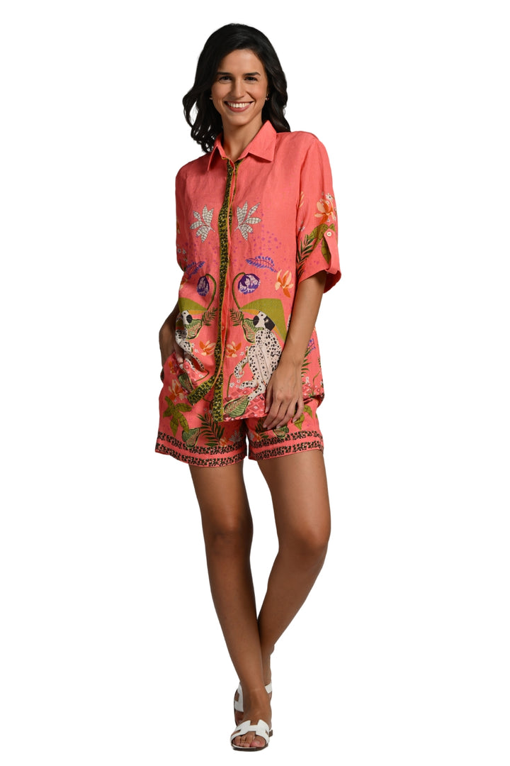 Monkey Pop Linen Shirt &  Shorts Set