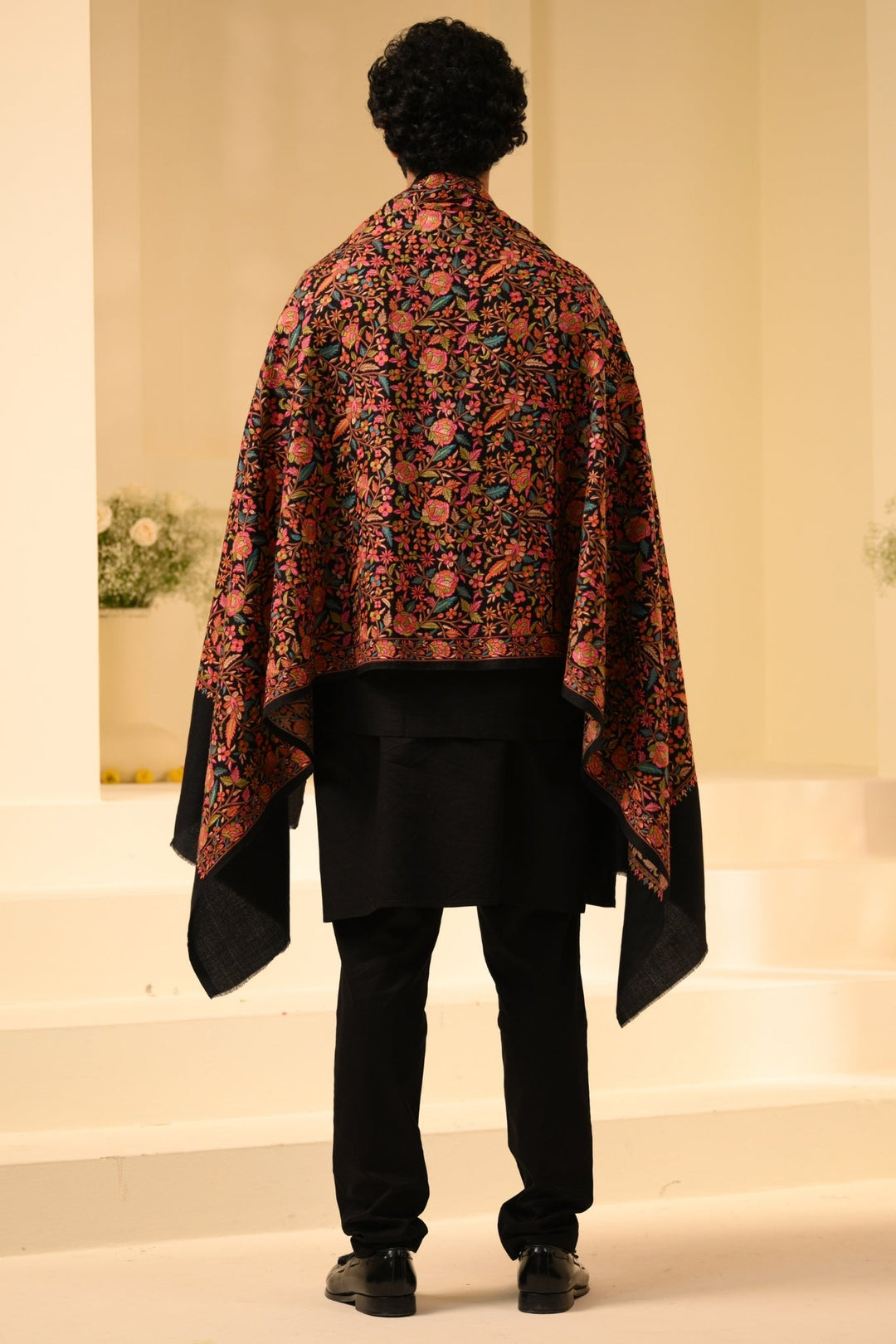 Taroob Floral Noir Embroidered Stole