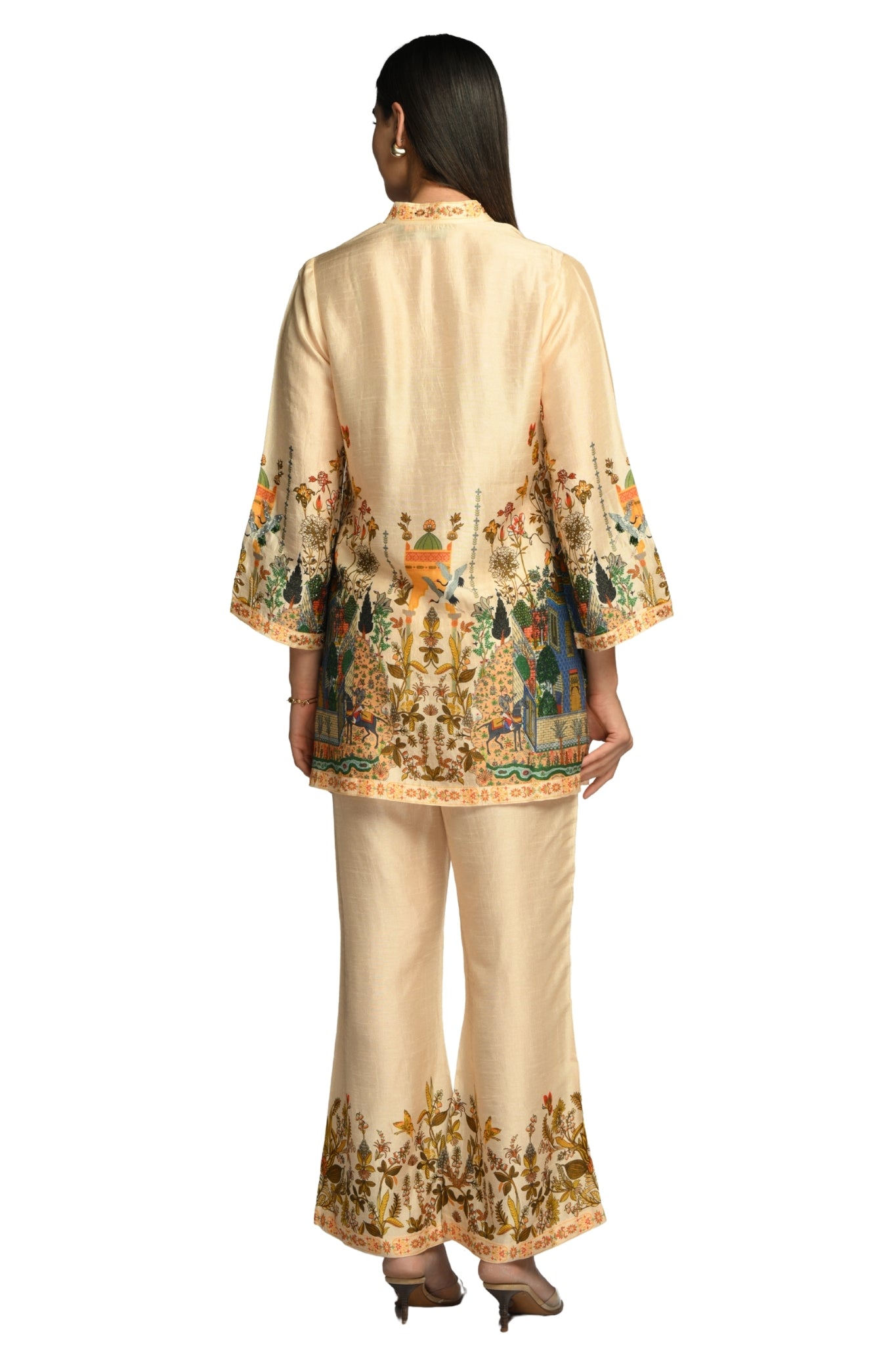 Taroob Royal Printed Silk Co-ord Set with Embroidery Highlights