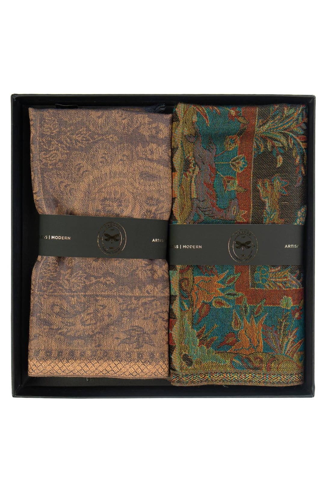 Taroob Couple Gift Set of Fine Silk Jamawar Stoles for Him & Her