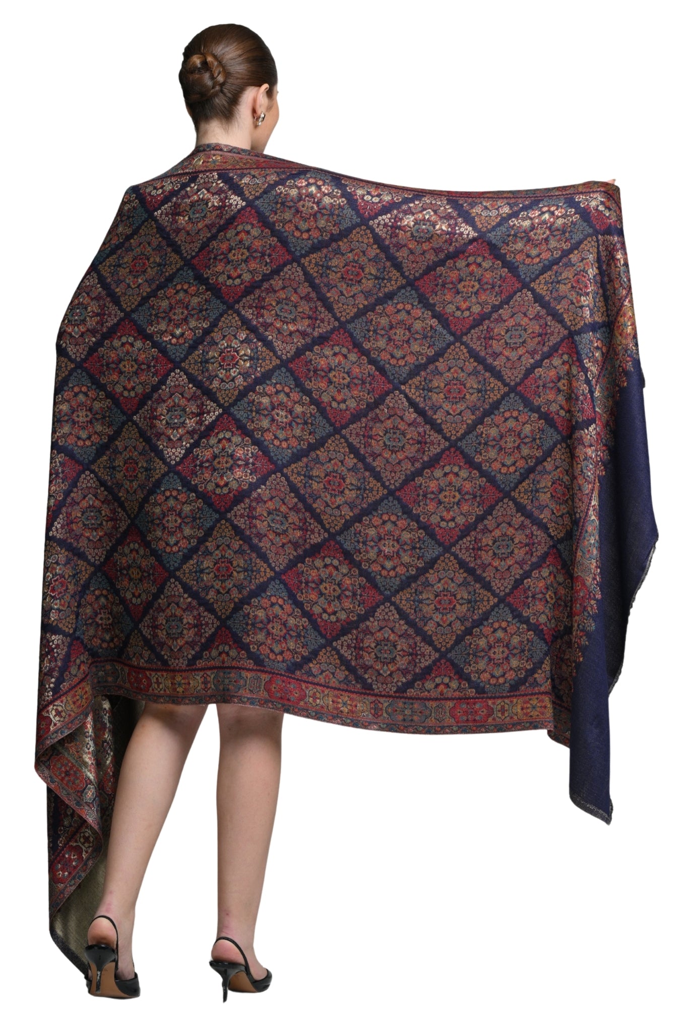 Taroob Royal Kashmiri Resham Reversible Shawl