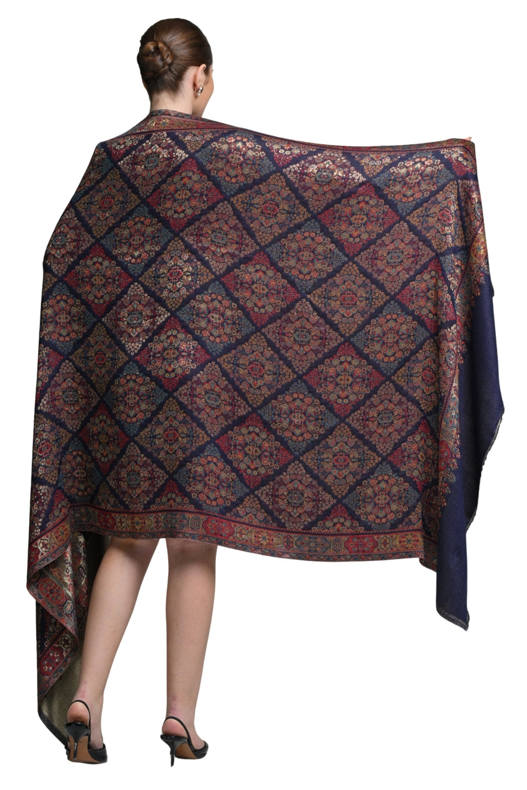 Taroob Royal Kashmiri Resham Reversible Shawl
