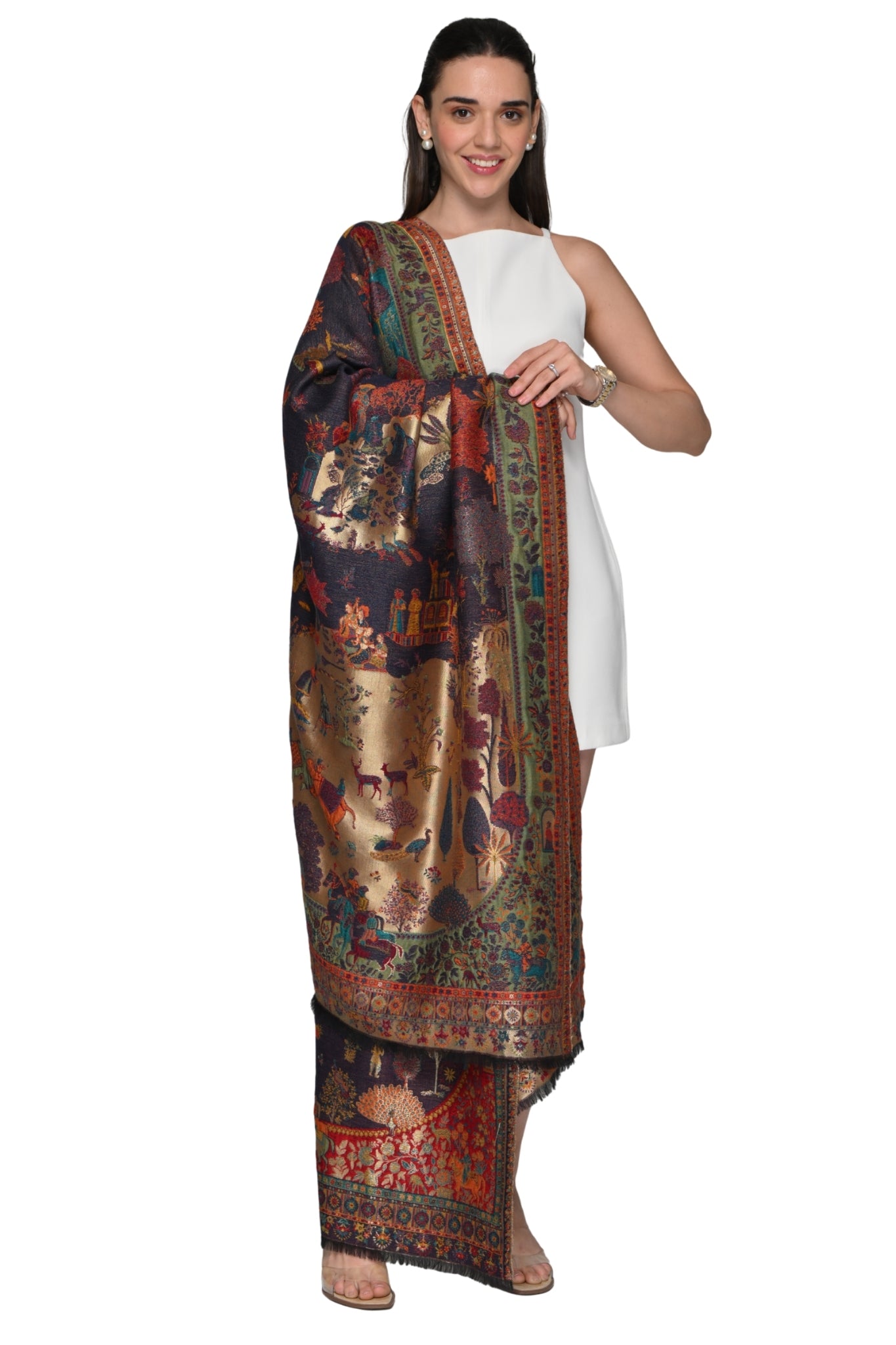 Vintage Mughal Shikara Resham Shawl – Women's Zari Shawls – View 6 | Taroob