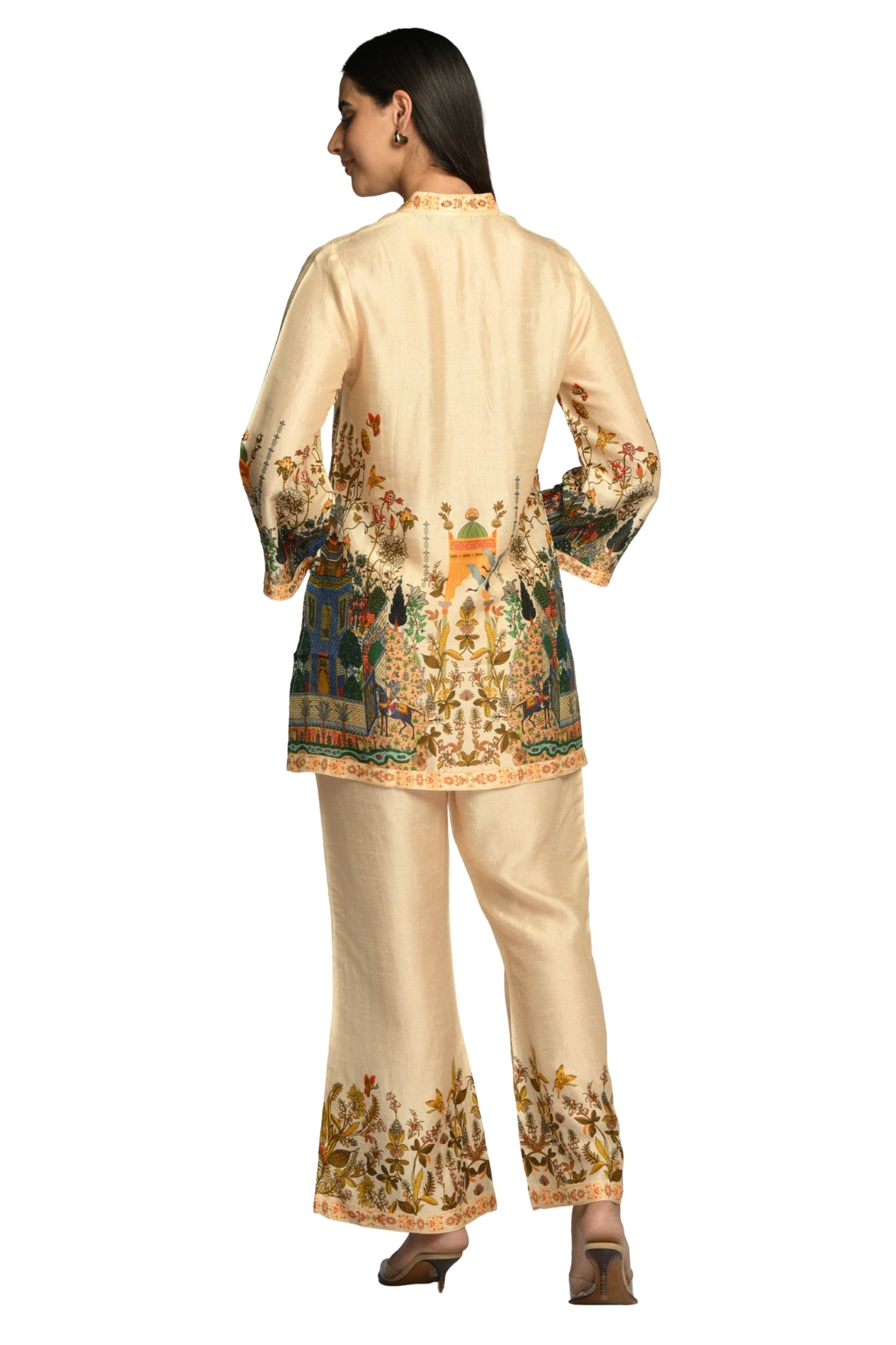Taroob Royal Printed Silk Co-ord Set with Embroidery Highlights