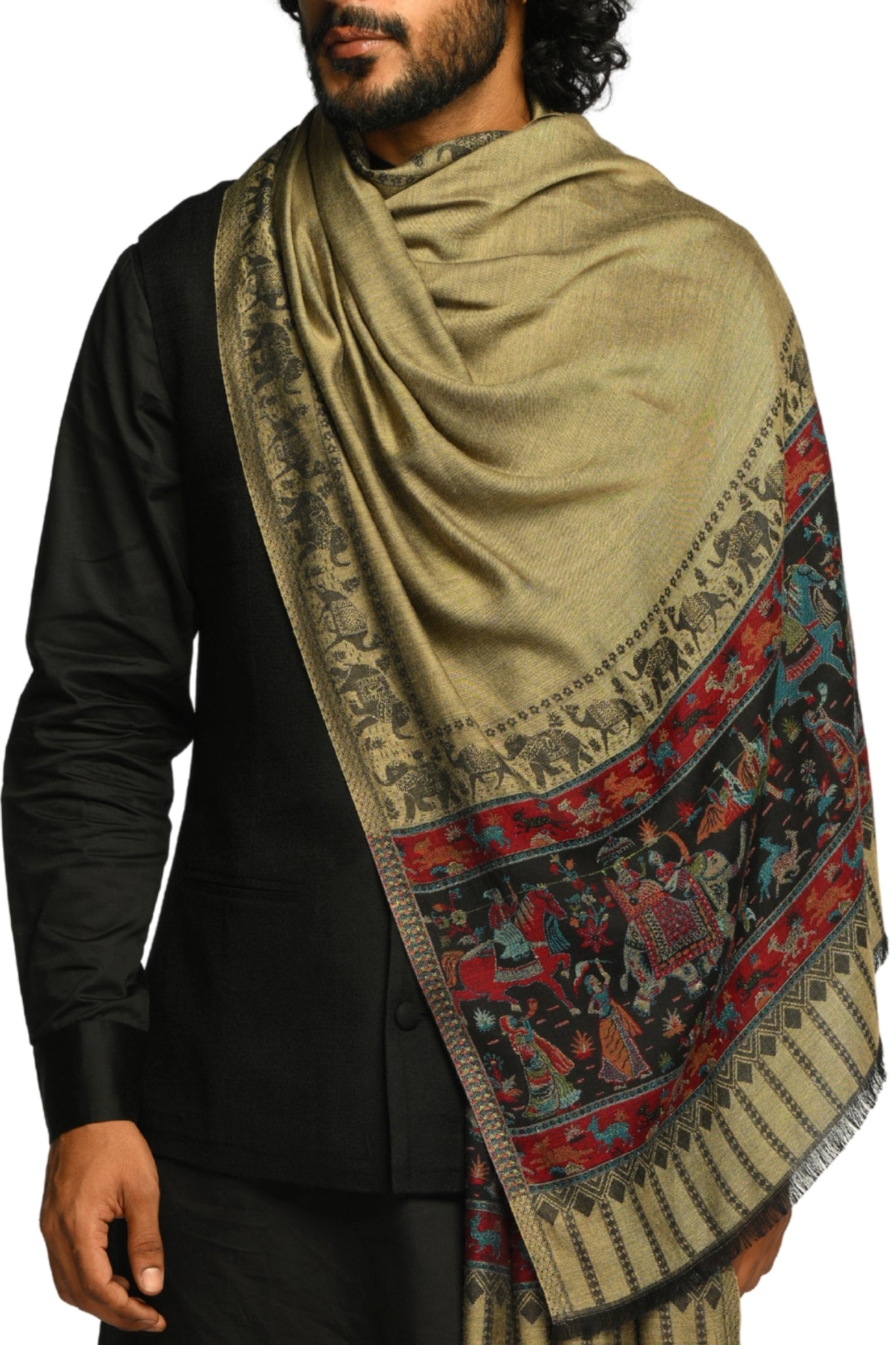Taroob Darbar Kaani Border Silk Stole