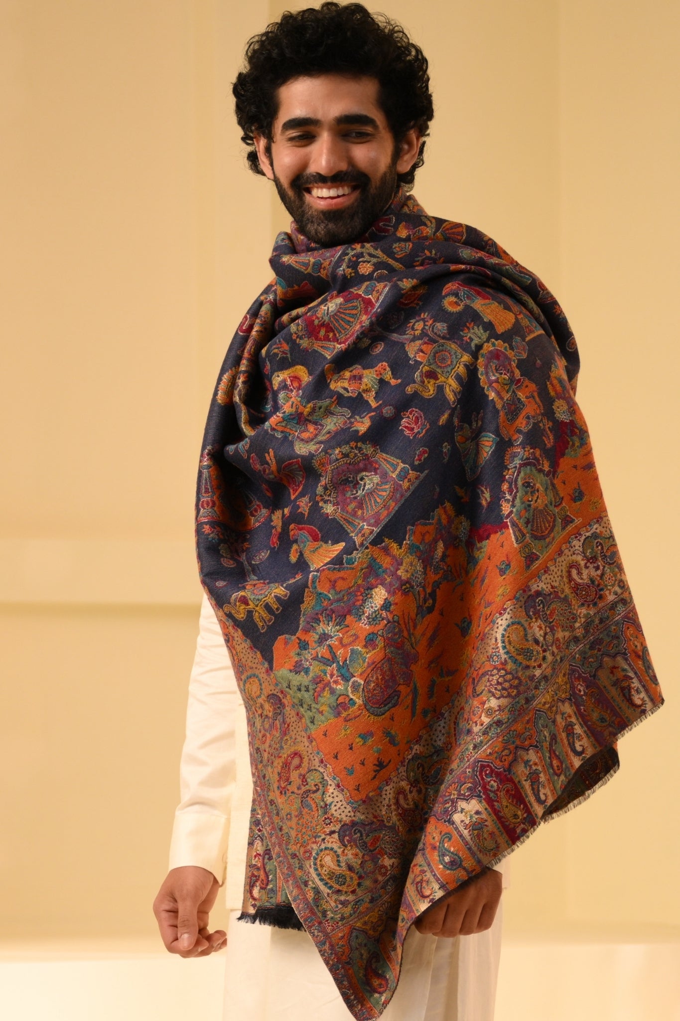 Taroob Mughal Darbar Reversible Resham Shawl