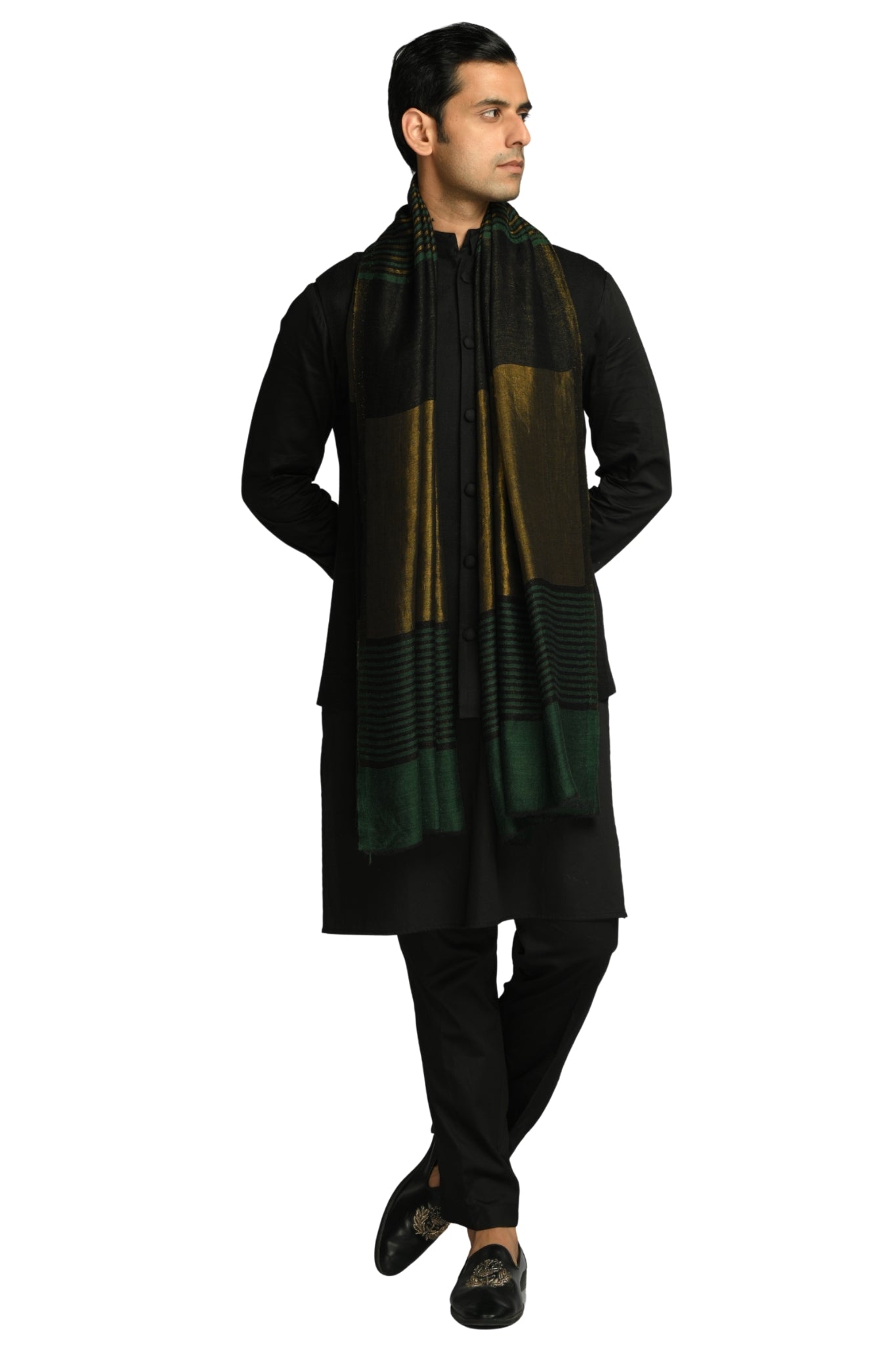 Taroob Fine Wool Antique Gold Striper Stole