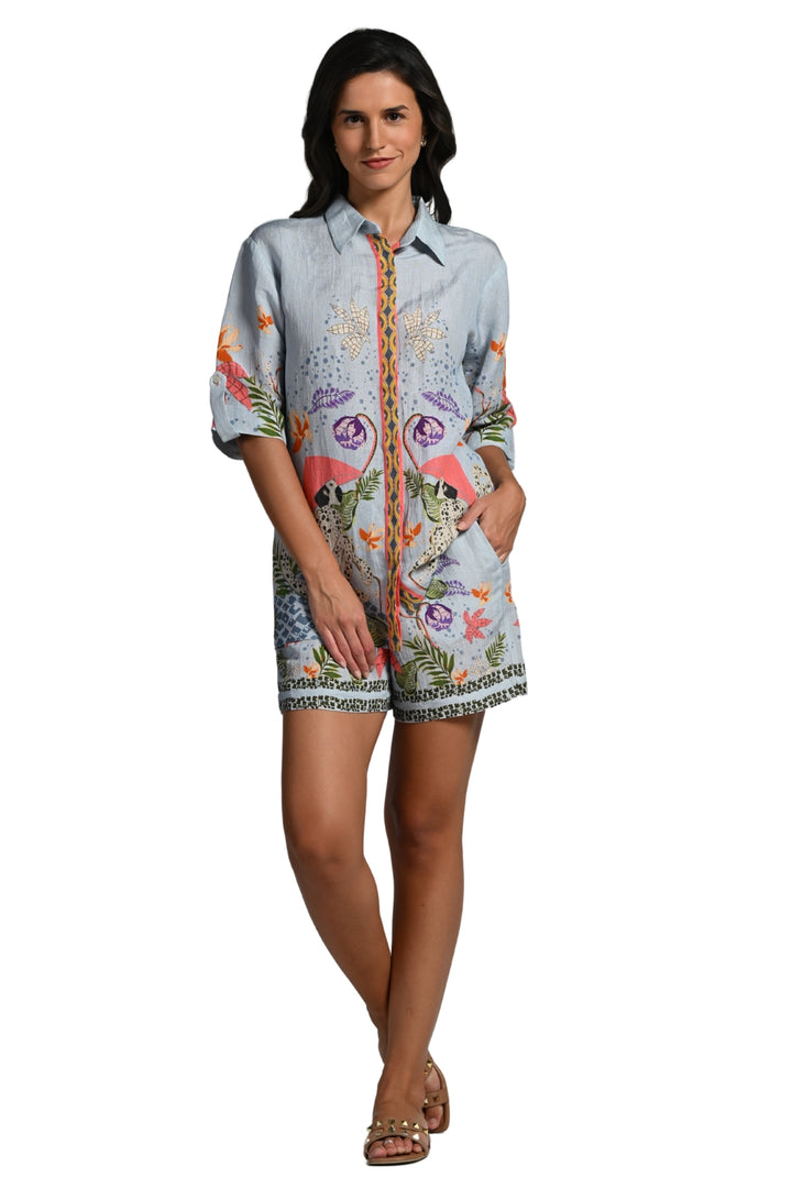 Taroob Monkey Pop Linen Shirt &  Shorts Set