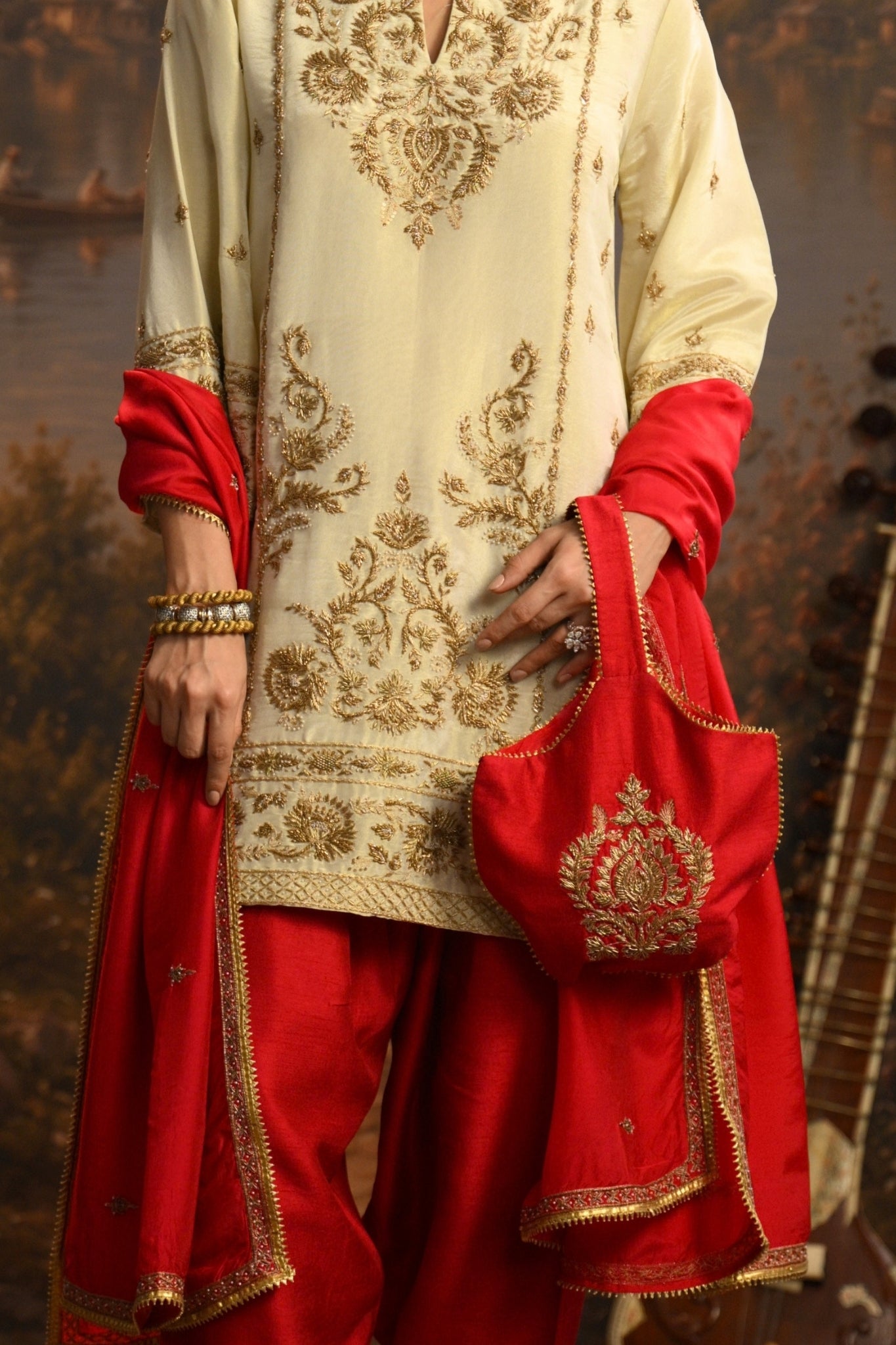 Ivory Meher Bagh Embroidered Kurta Set Taroob
