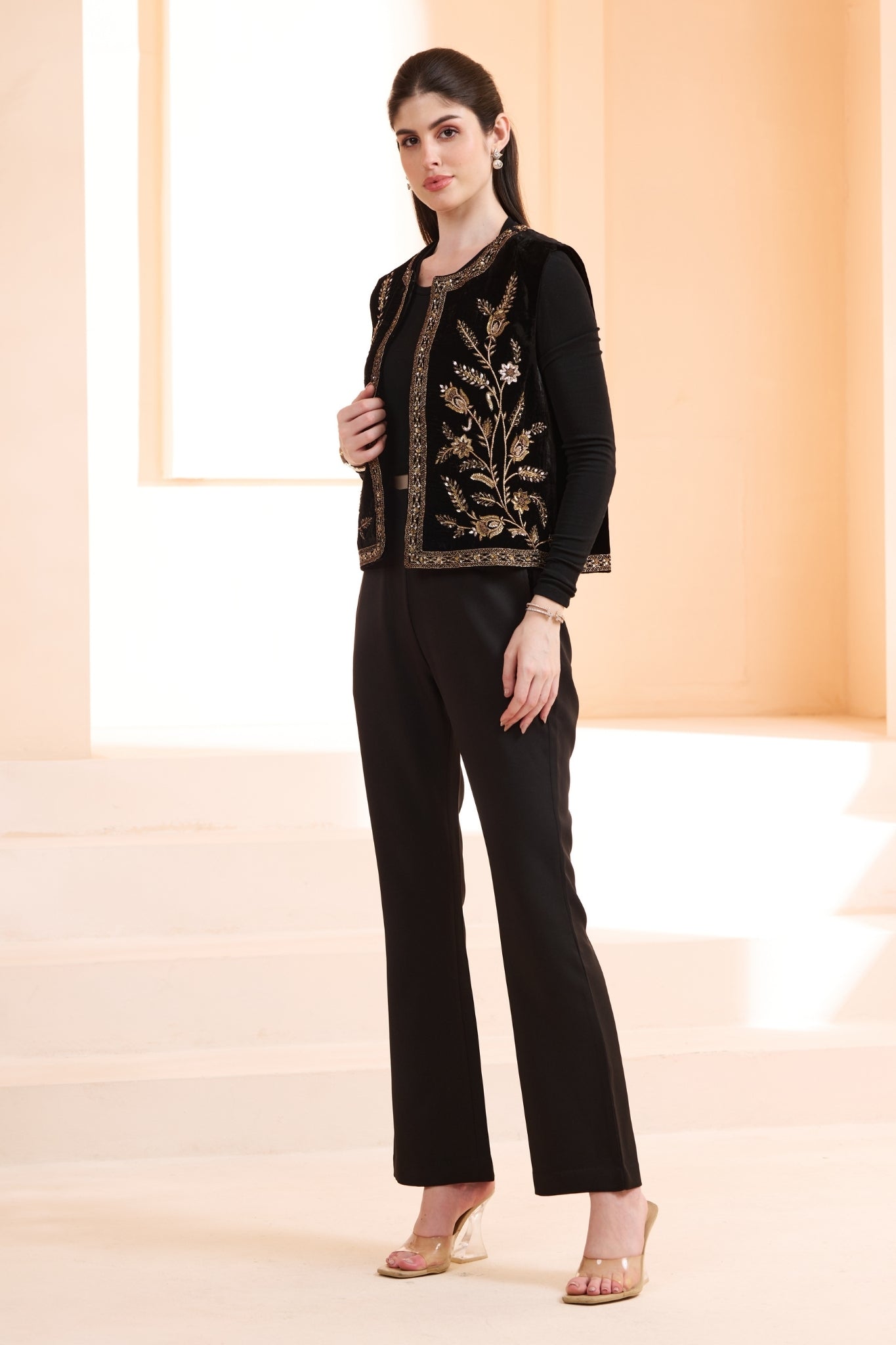 Taroob Zardozi Velvet Embellished Vest