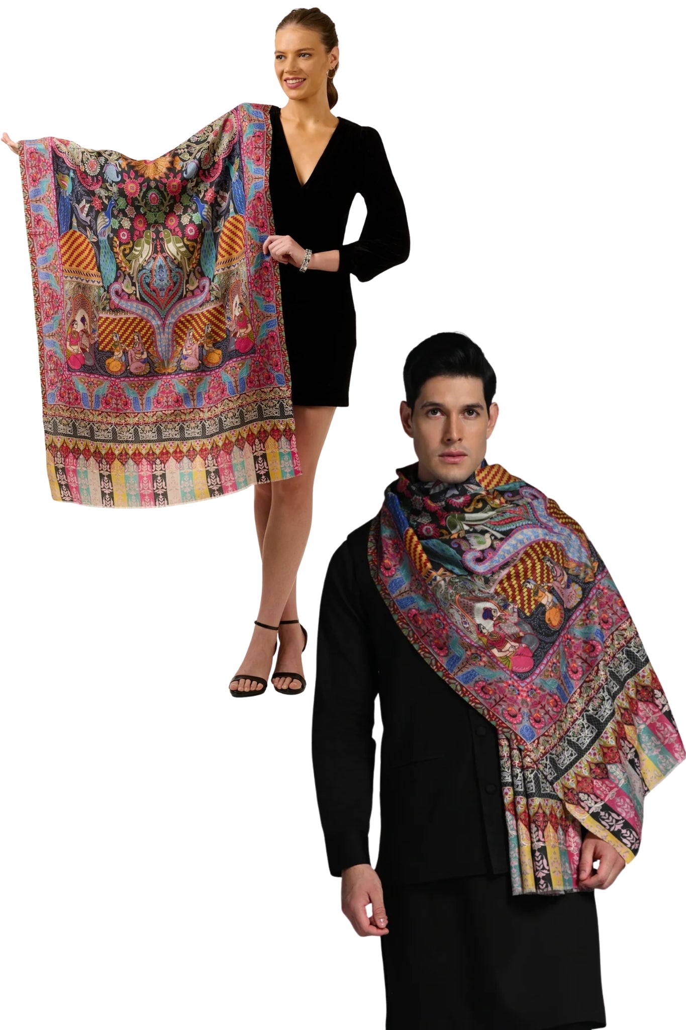 Taroob Gift Set of Exclusive Kalamkari Stole for Him or Her ( Unisex Stole )