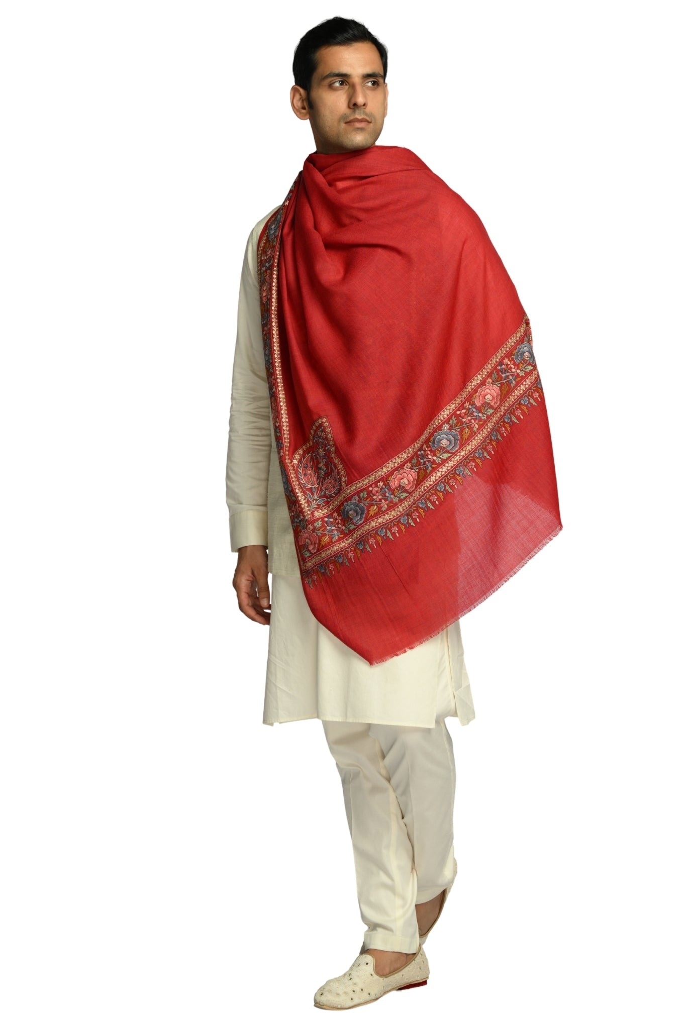 Taroob Sozni Floral Embroiderd Border Shawl