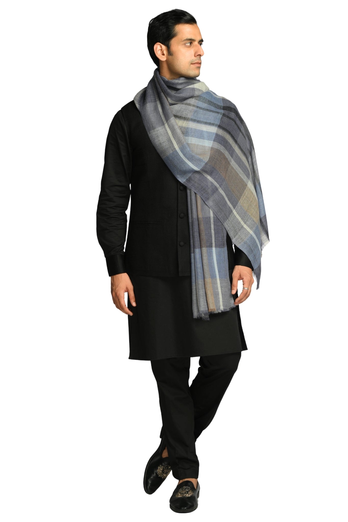 Taroob Softline Plaid  Merino Wool Scarf