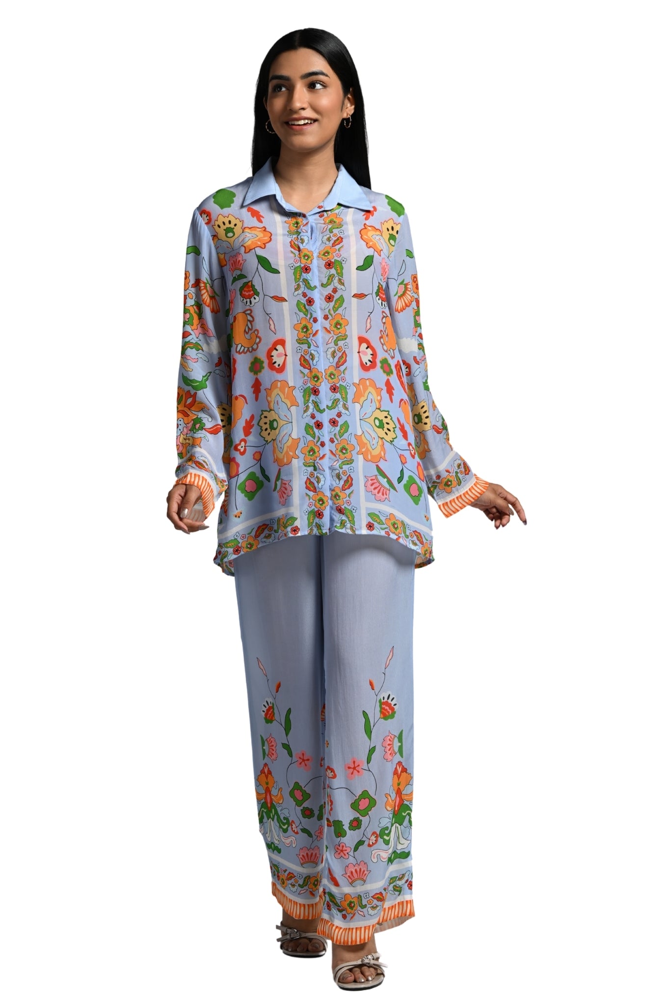 Blue Floral Utopia Co-ord Set – Women's Coords & Shirts | Taroob