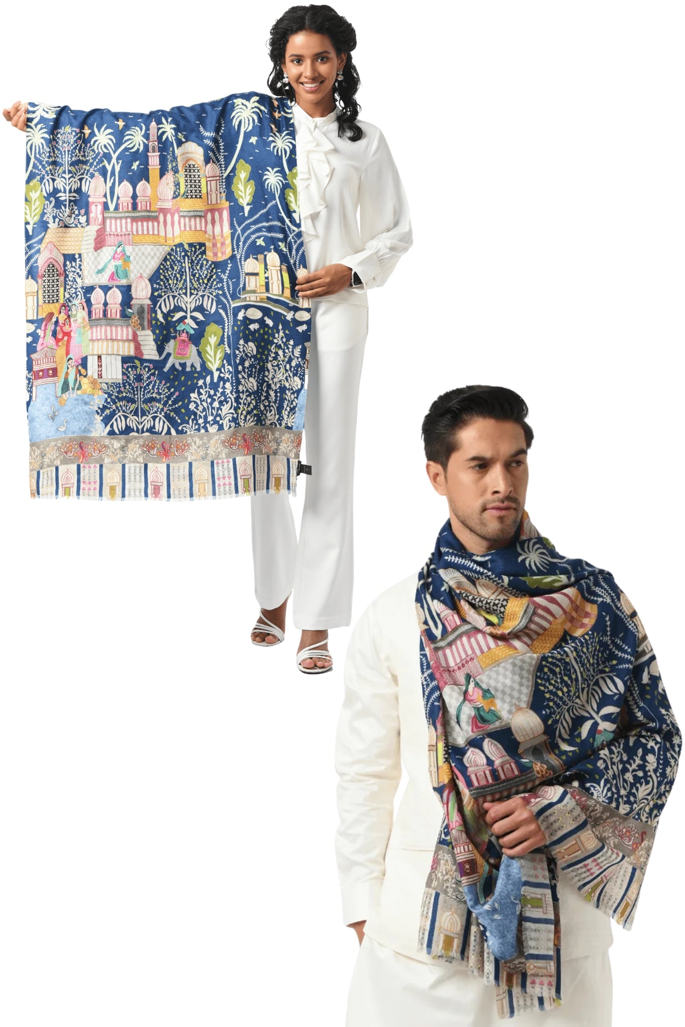 Taroob Gift Set of Exclusive Kalamkari Stole for Him or Her ( Unisex Stole )