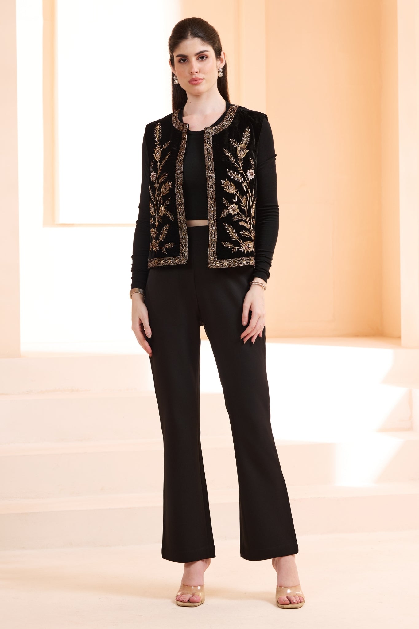 Taroob Zardozi Velvet Embellished Vest