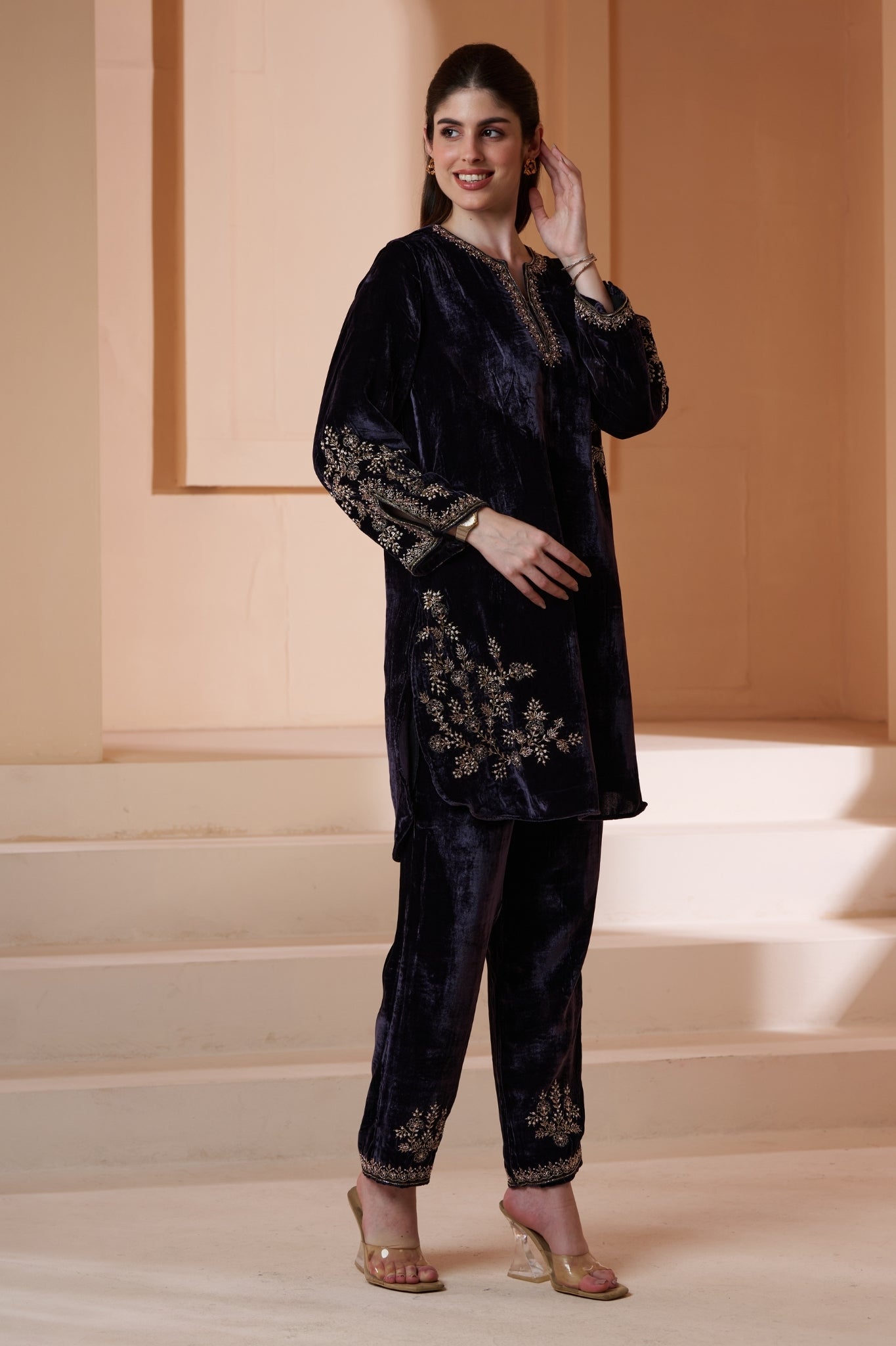 Taroob Hand Embellished Velvet Co-ord Set