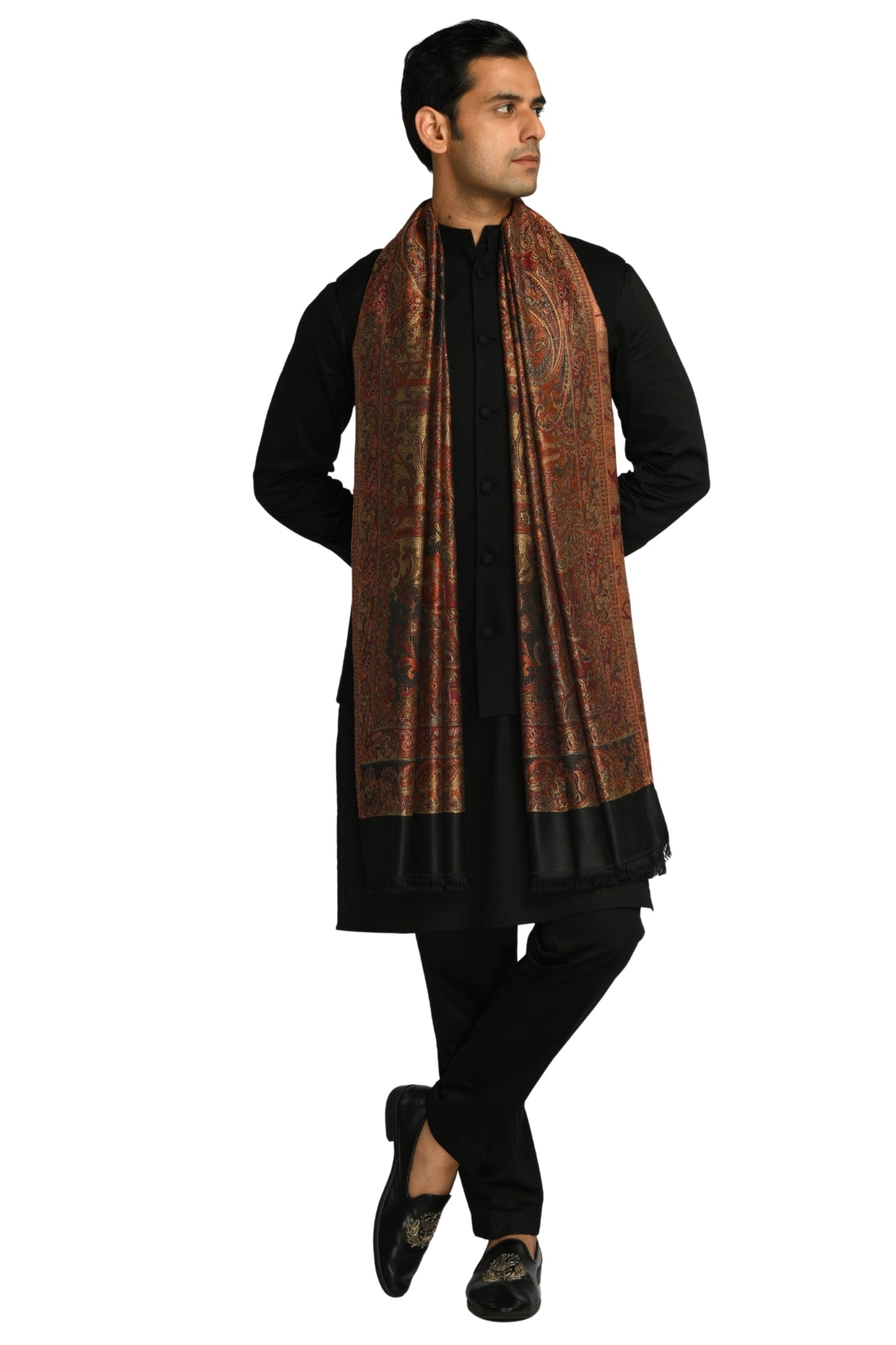 Taroob Faux Pashmina Antique Jamawar Stole