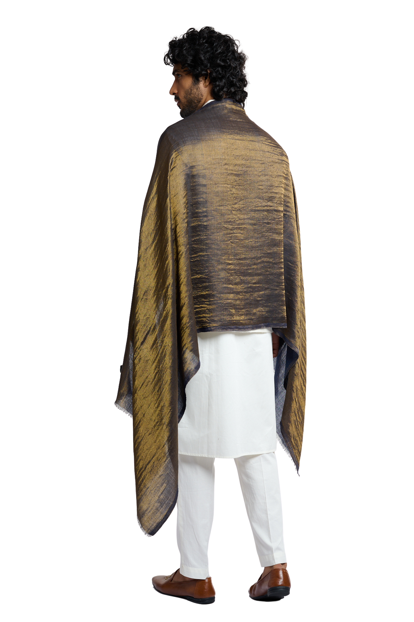 Taroob Men's Solid Reversible Wool Zari Stole