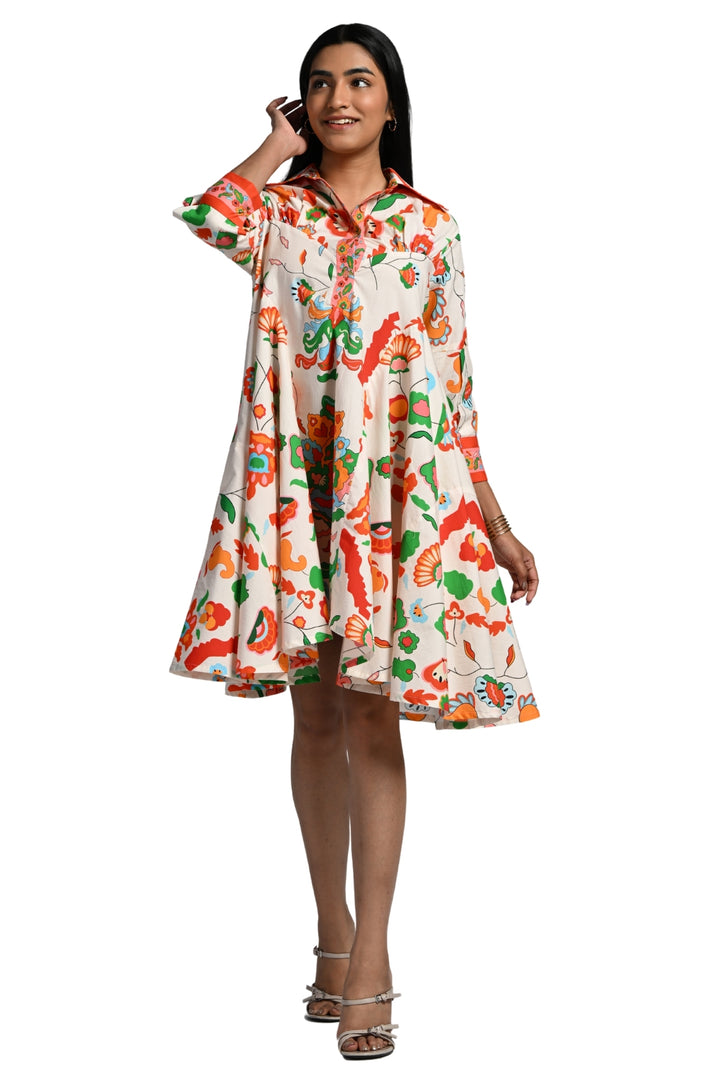 Taroob Floral Utopia Cotton Midi Dress