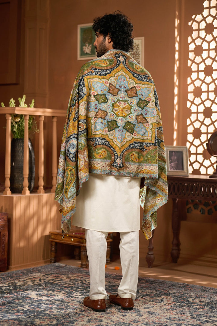 Taroob Super Fine Kashmiri Wool Kalamkar Stole