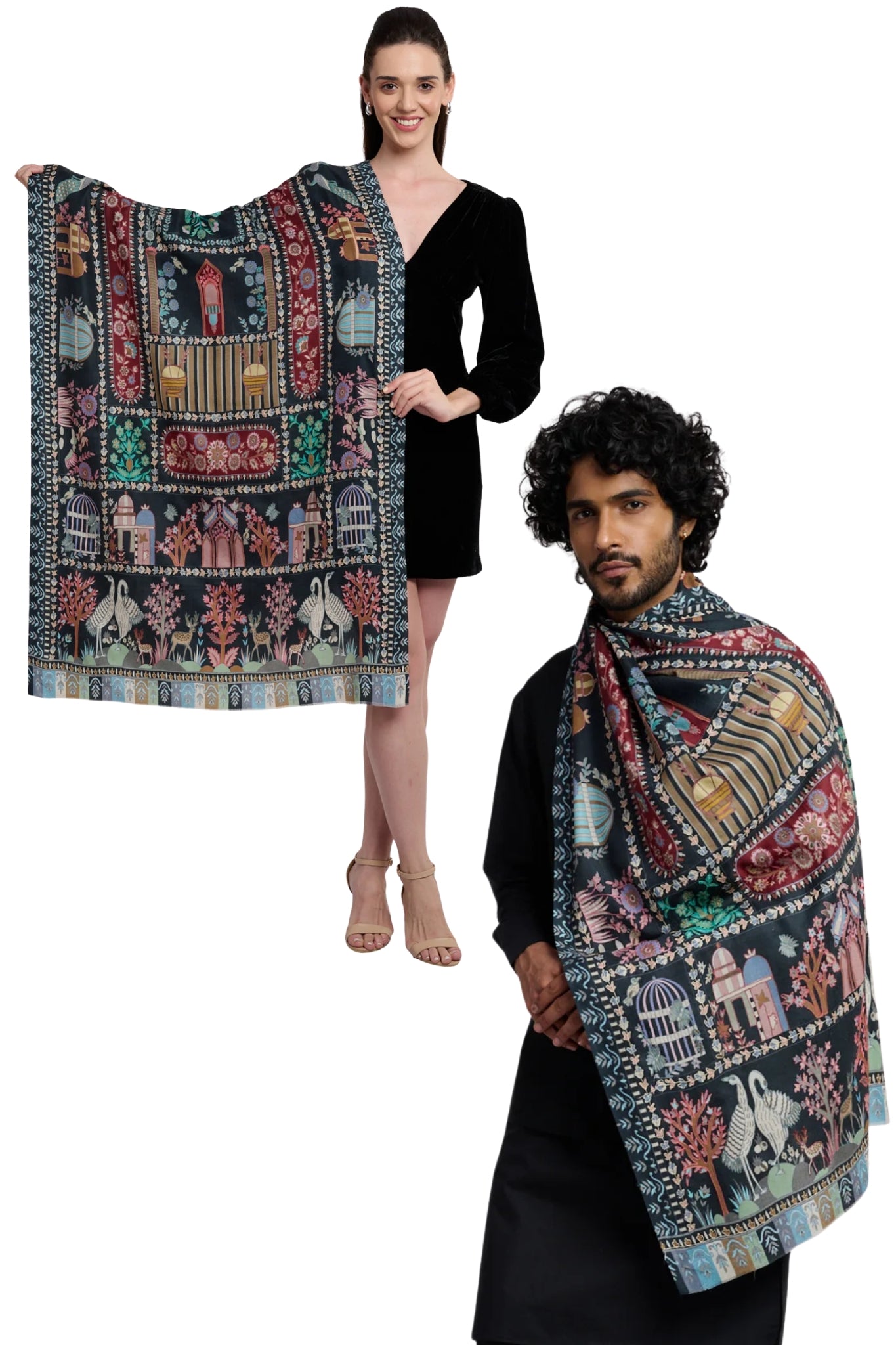 Taroob Gift Set of Exclusive Kalamkari Stole for Him or Her ( Unisex Stole )