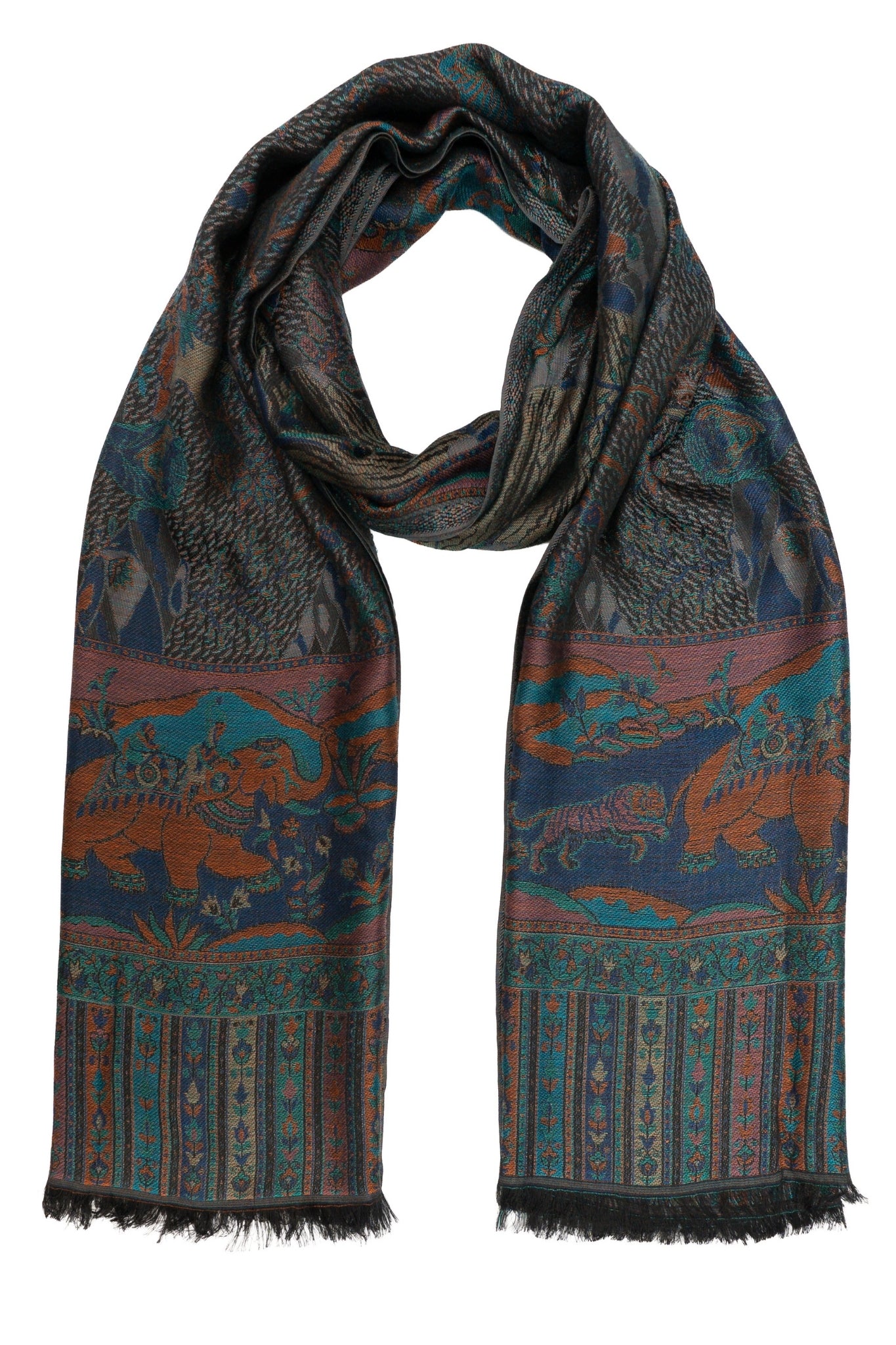 Taroob Raj-Shikara Silk Jamawar Stole