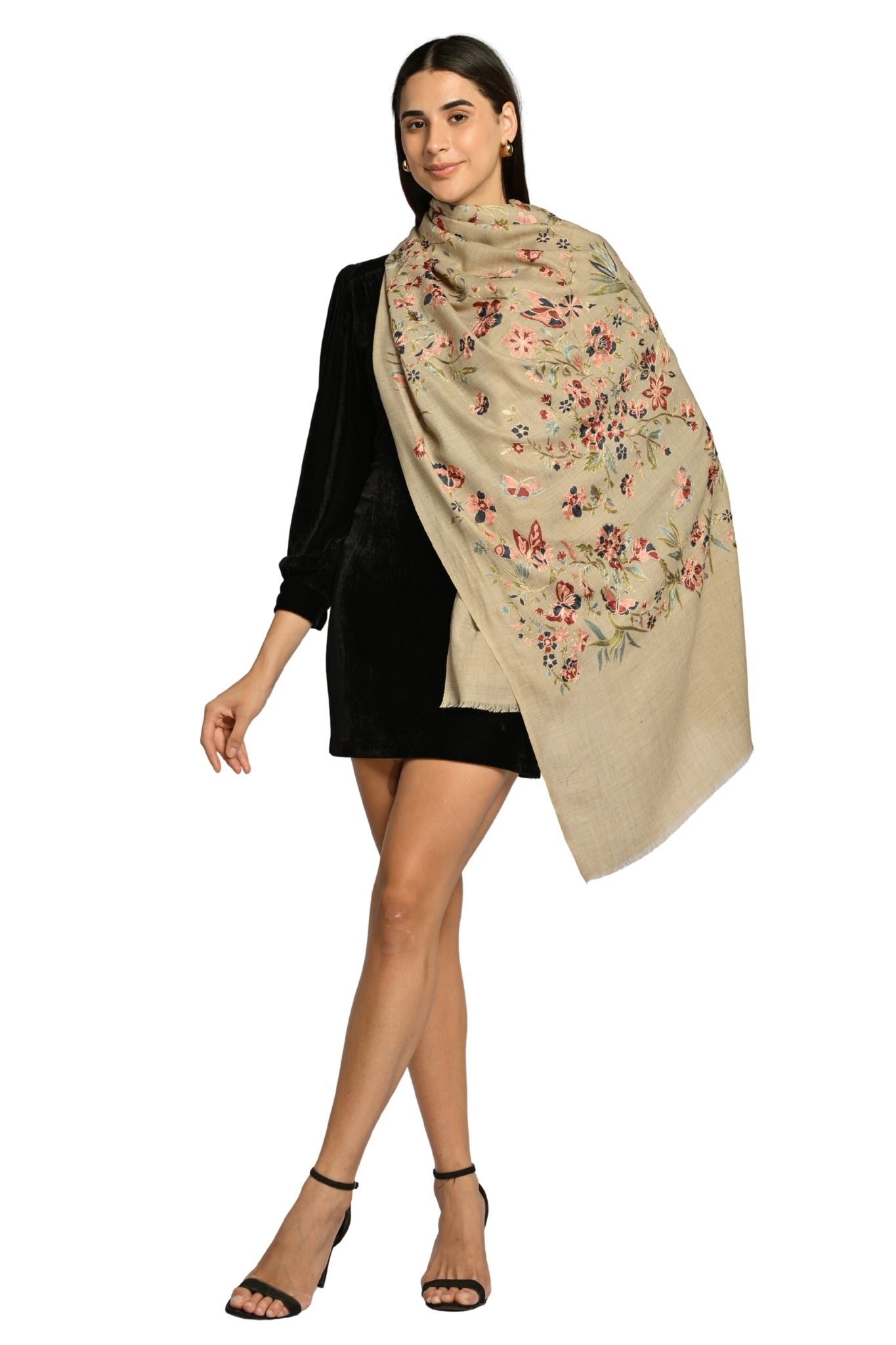 Taroob Butterfly Bloom Embroidered Stole