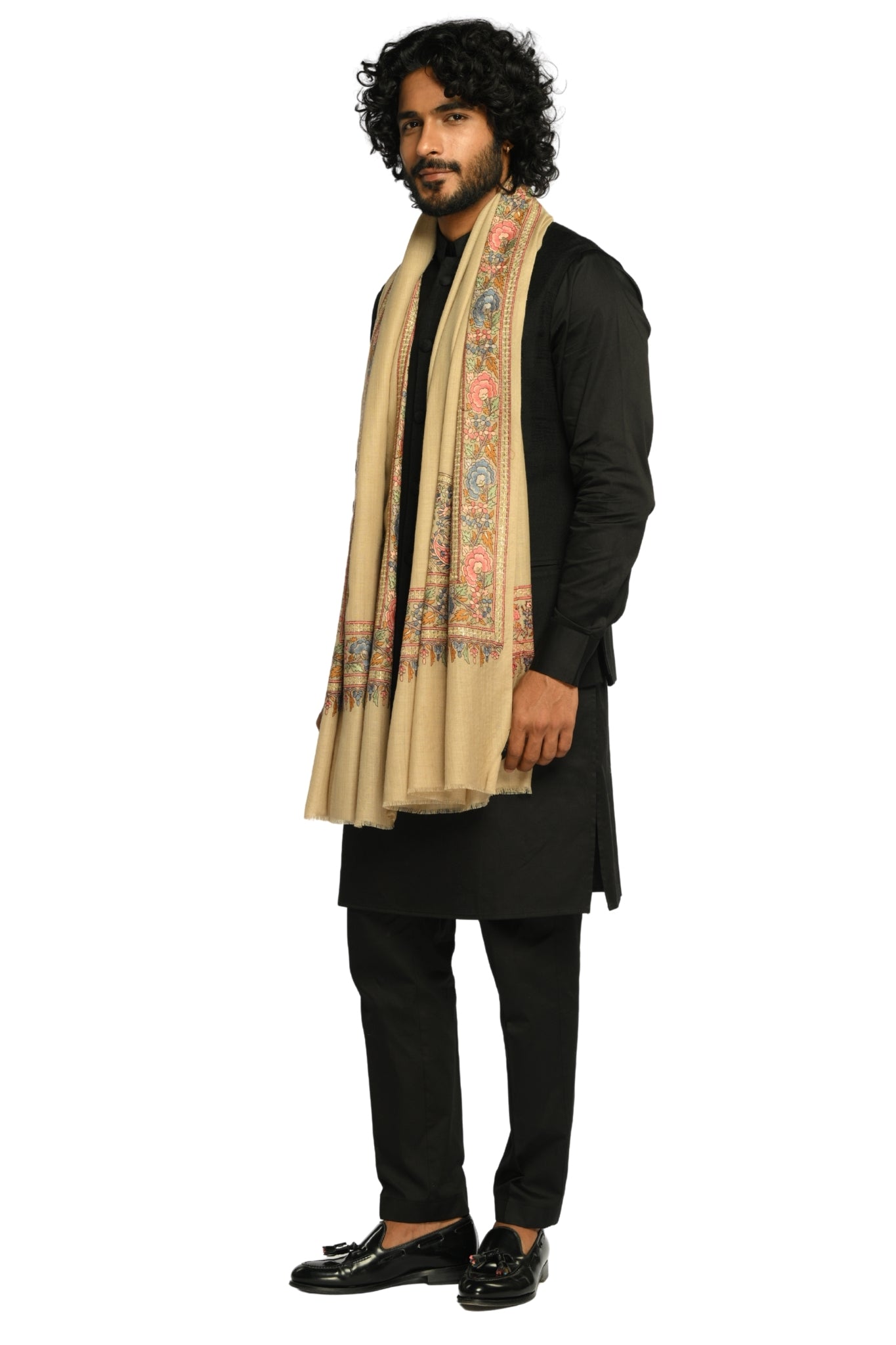 Taroob Sozni Floral Embroiderd Border Shawl