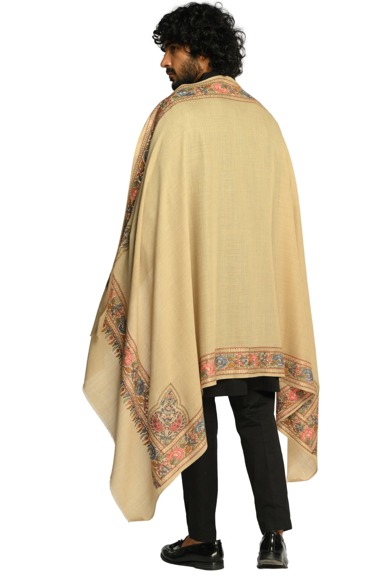 Taroob Sozni Floral Embroiderd Border Shawl