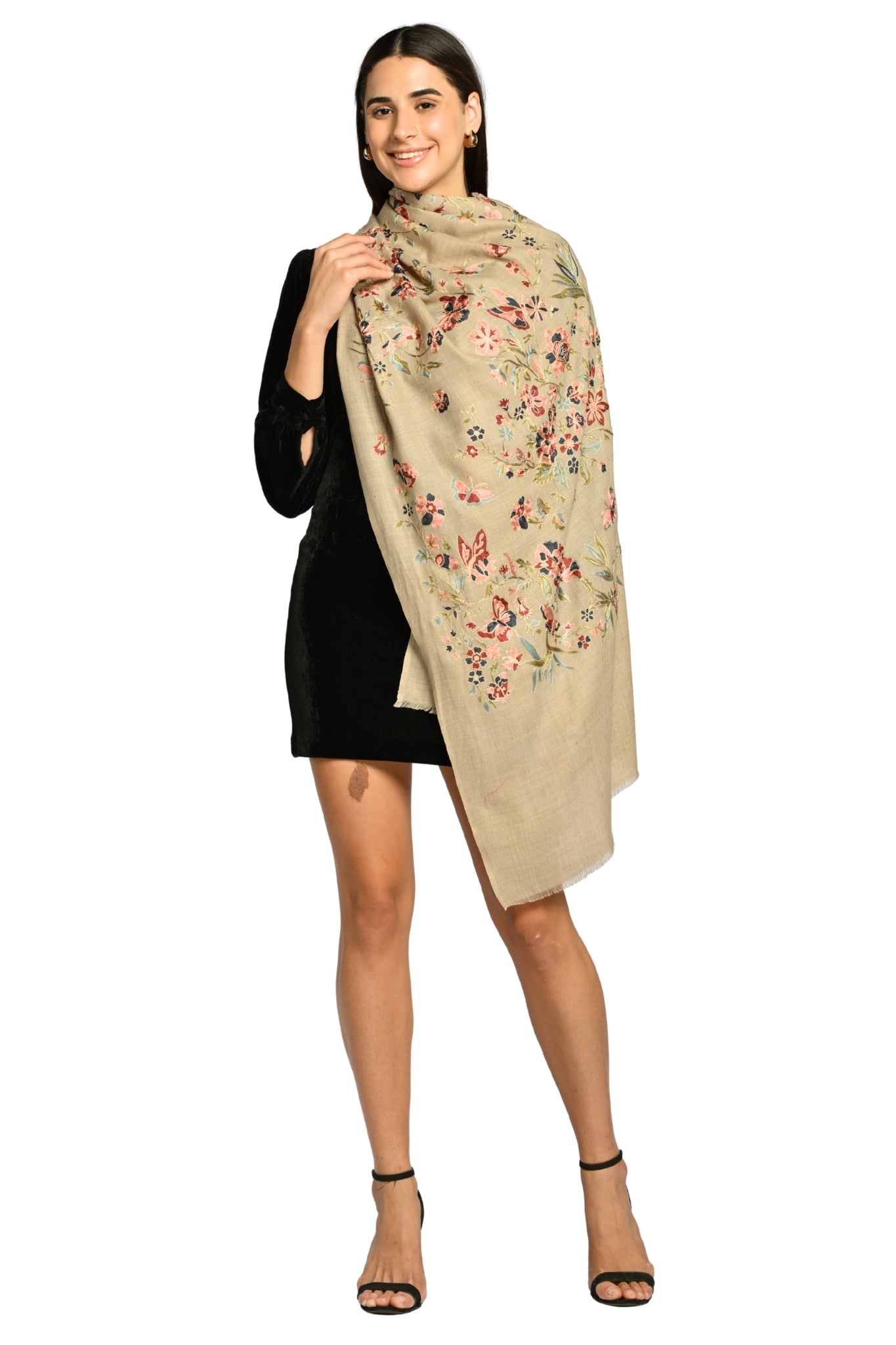 Taroob Butterfly Bloom Embroidered Stole